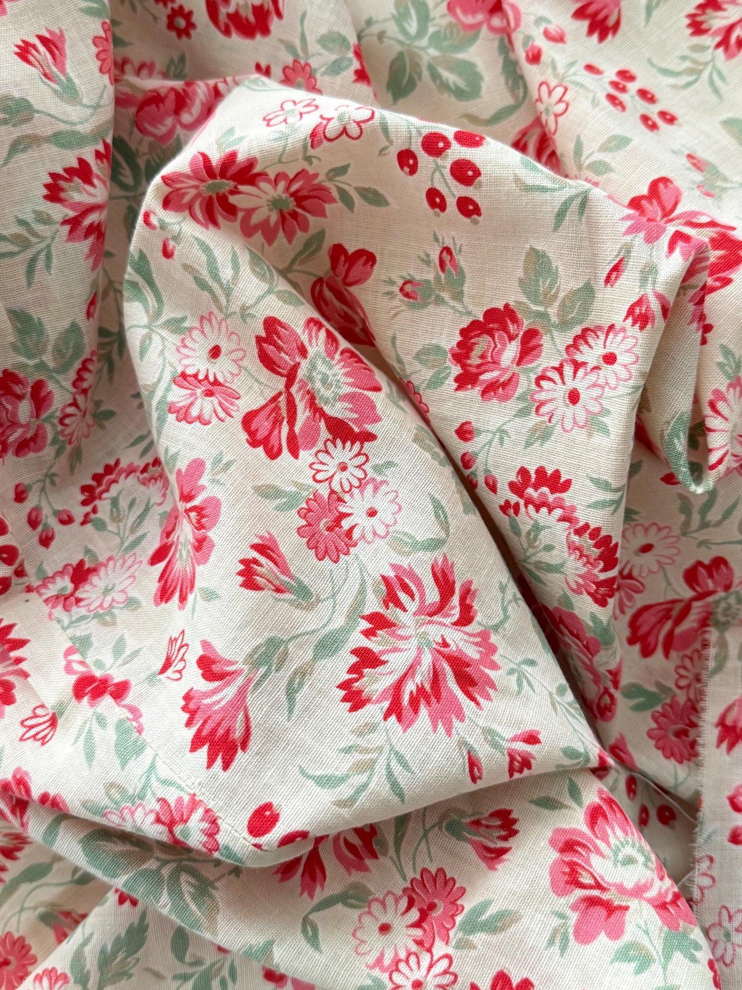 French Antique Floral Lawn Morceau