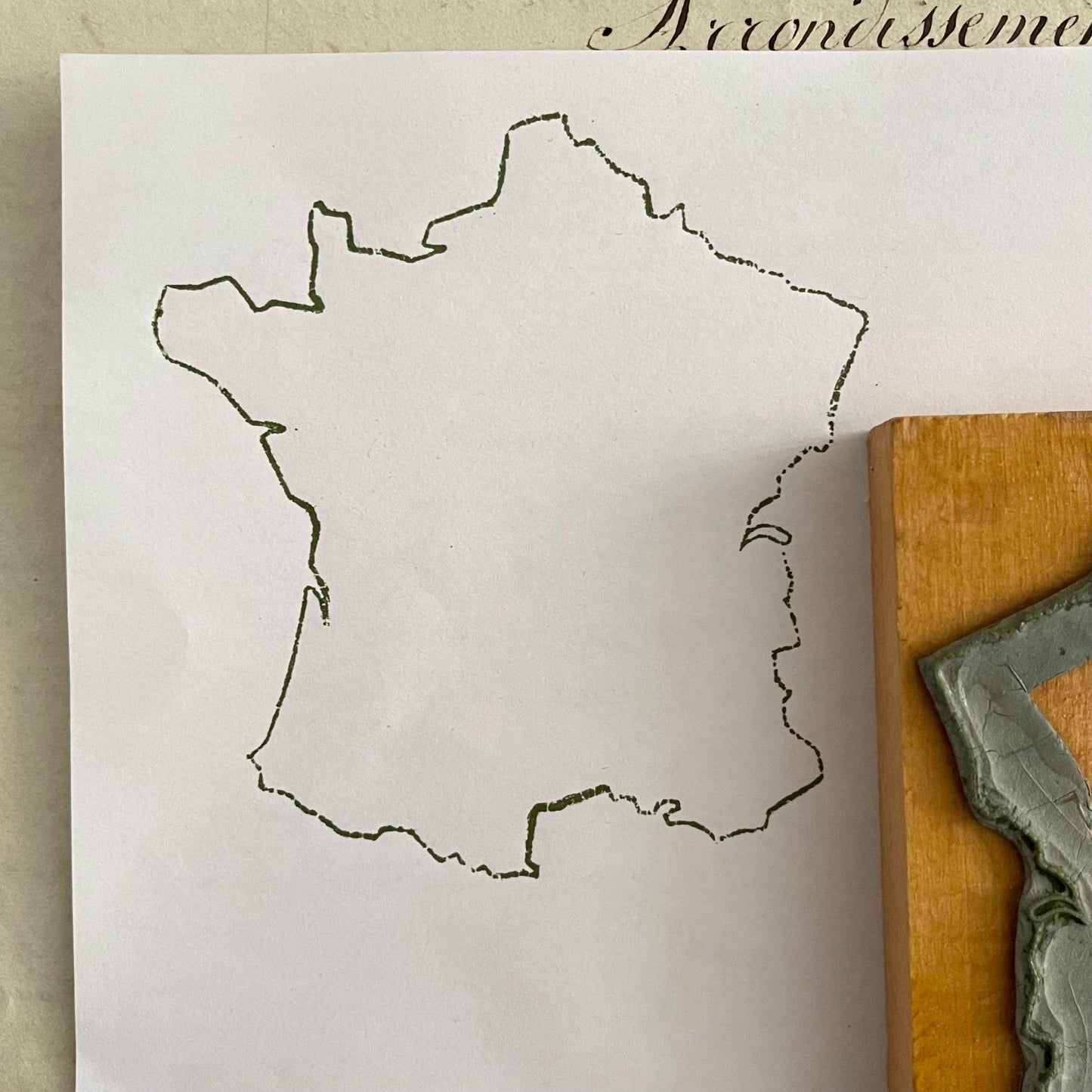 XL French Vintage 'France' School Stamp