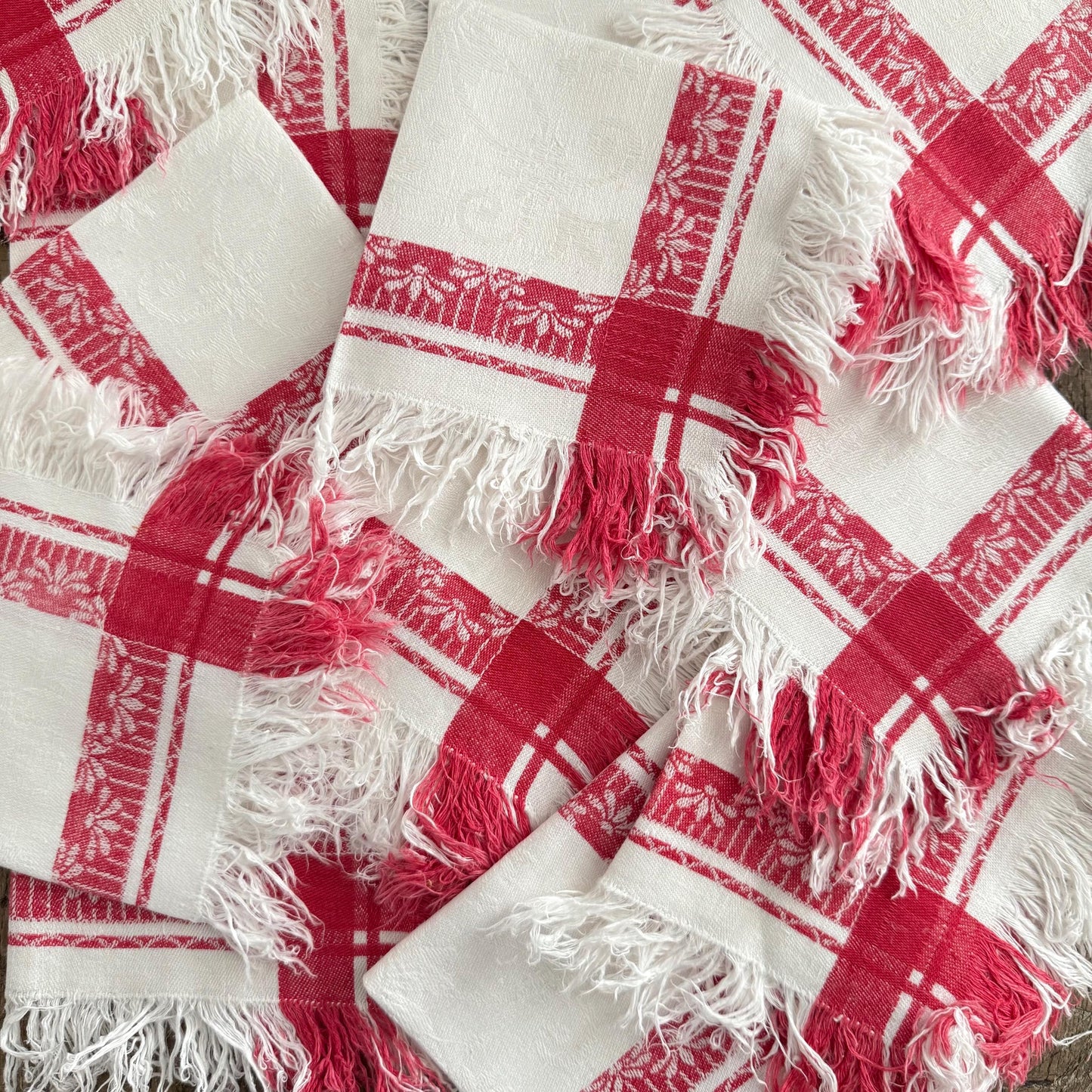12 French Antique Tea Napkins, Breakfast Napkins