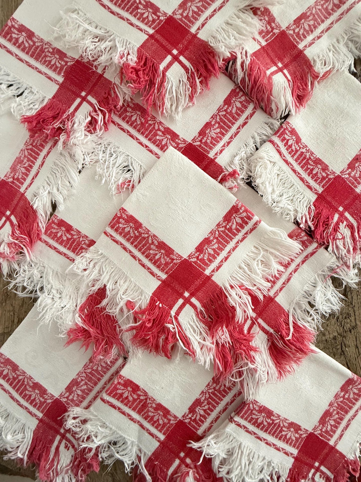12 French Antique Tea Napkins, Breakfast Napkins