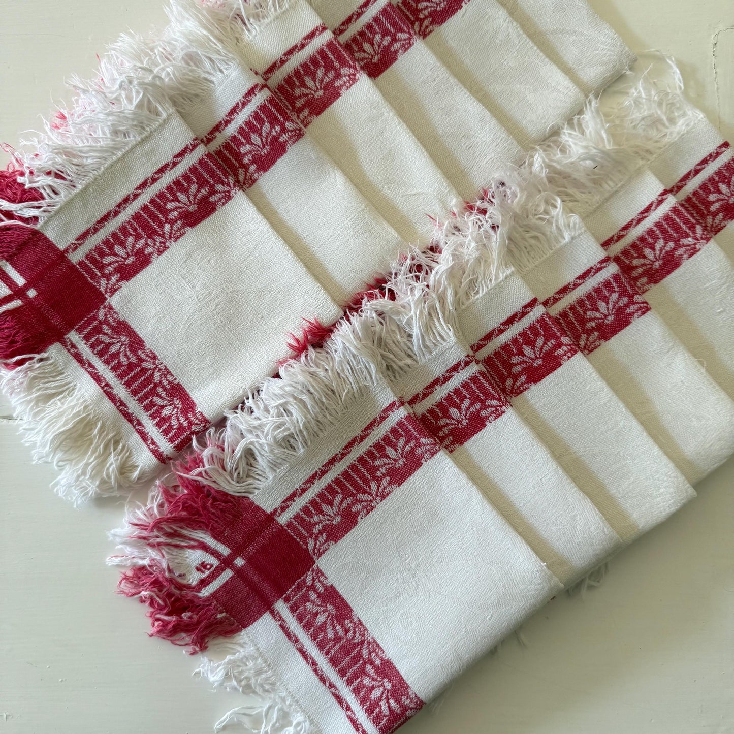 12 French Antique Tea Napkins, Breakfast Napkins