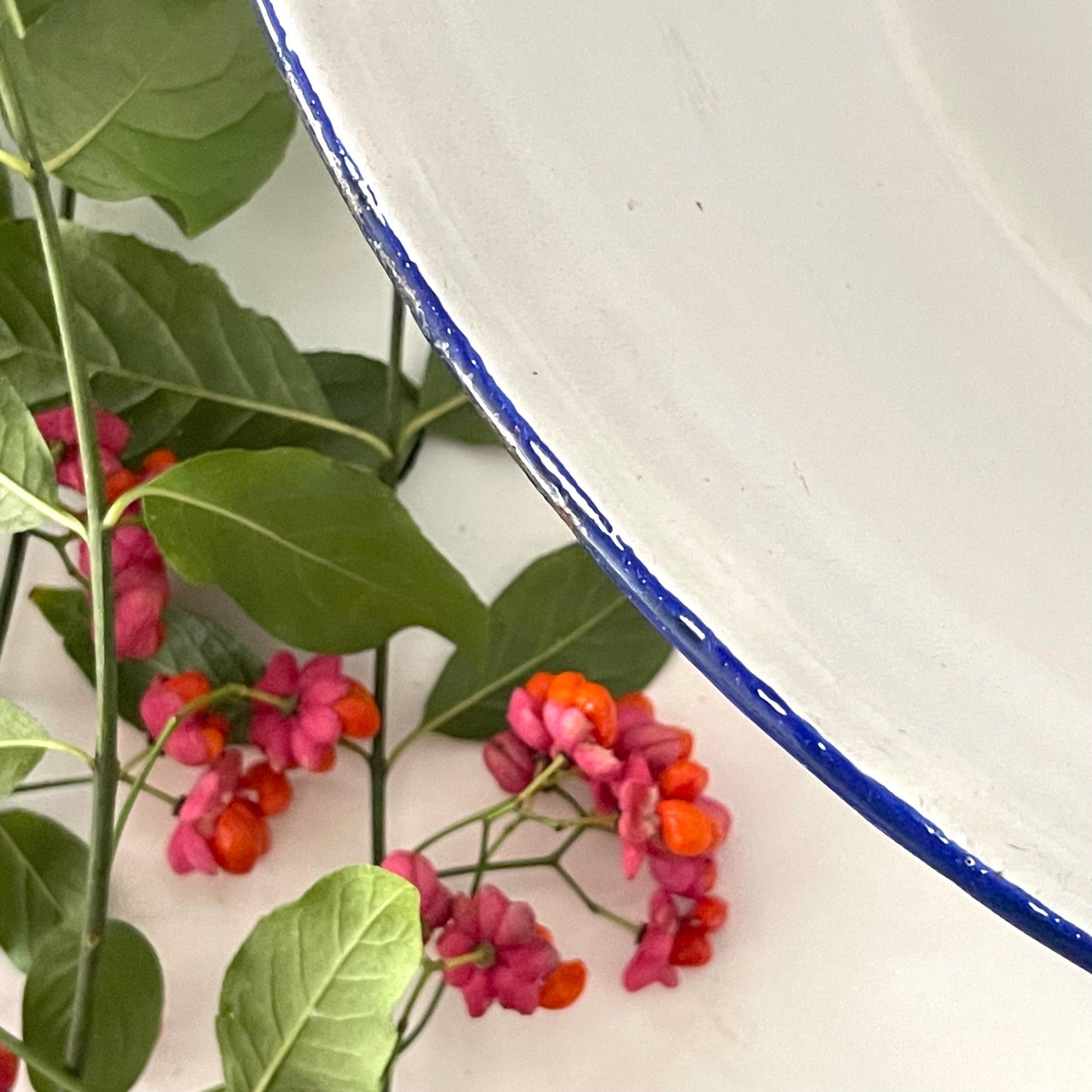 Set French Vintage Enamel Washing Up Bowl, Wash Bowl, Planter, Basin, Linen Torchon & Mop