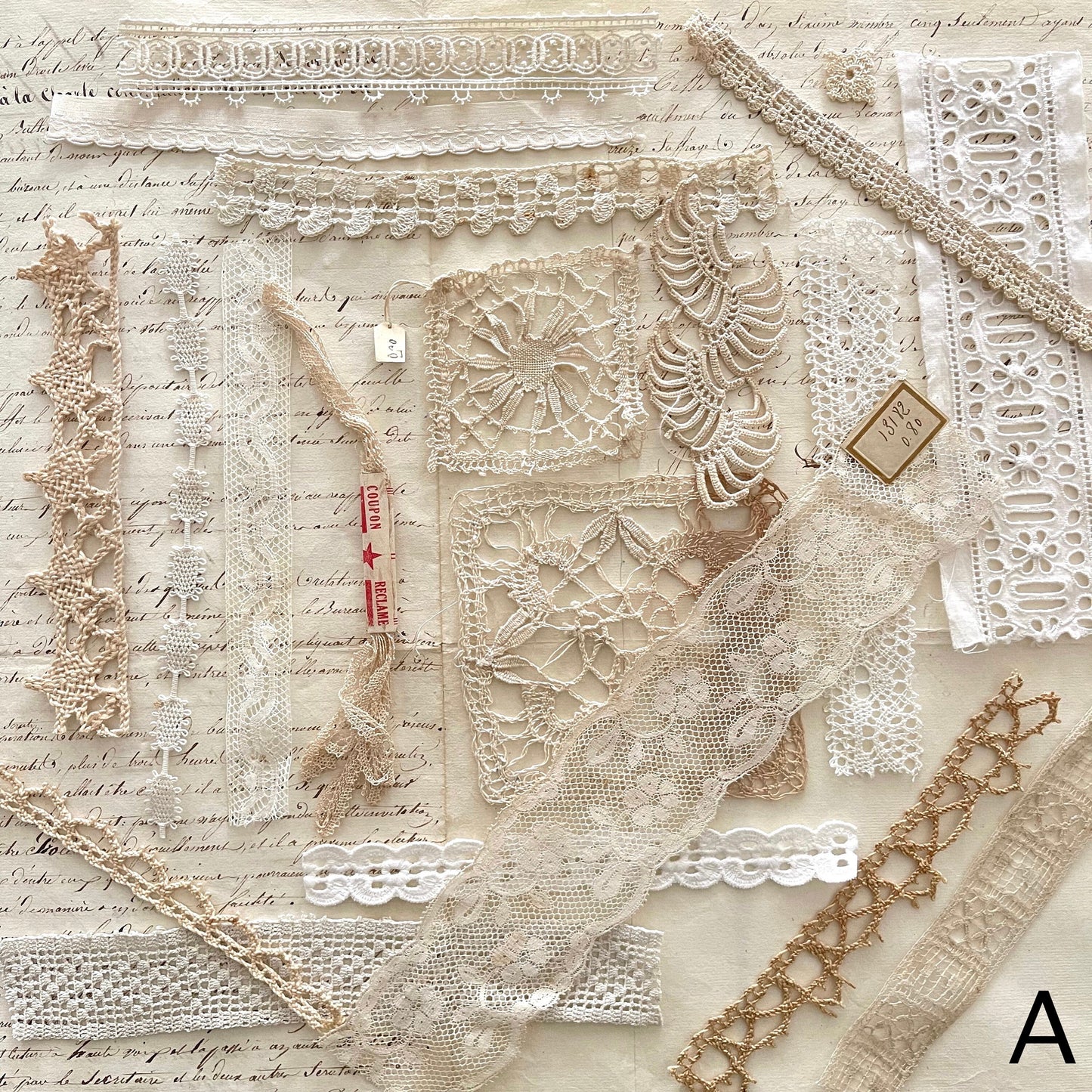 19th C French Antique Lace Samples