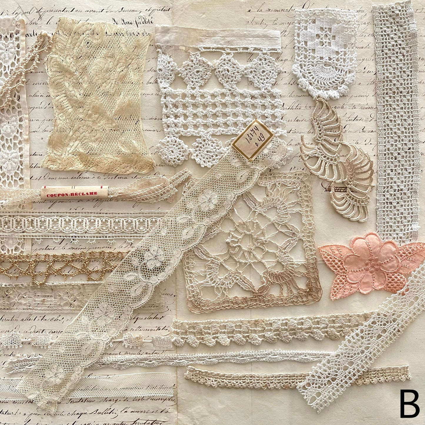 19th C French Antique Lace Samples