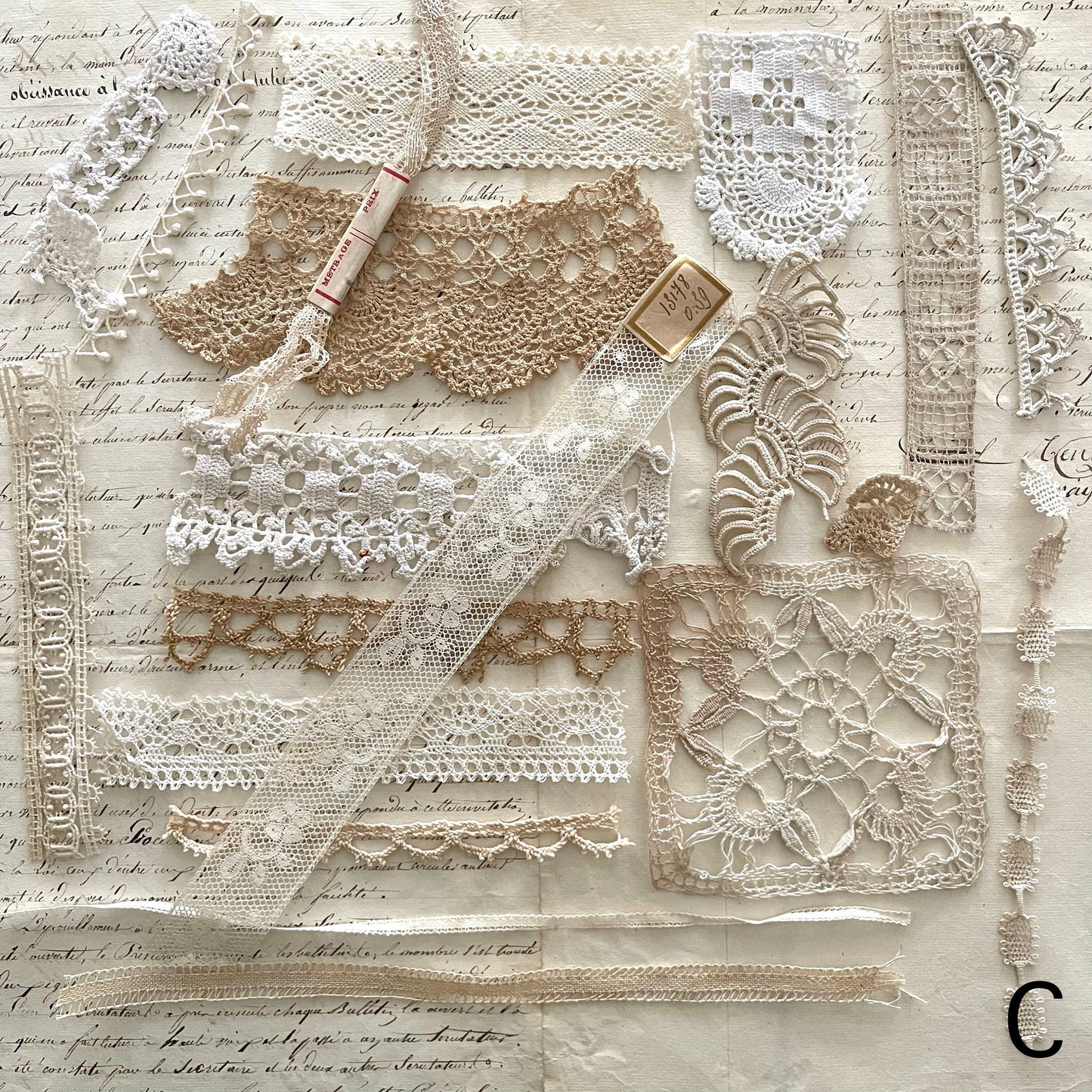 19th C French Antique Lace Samples