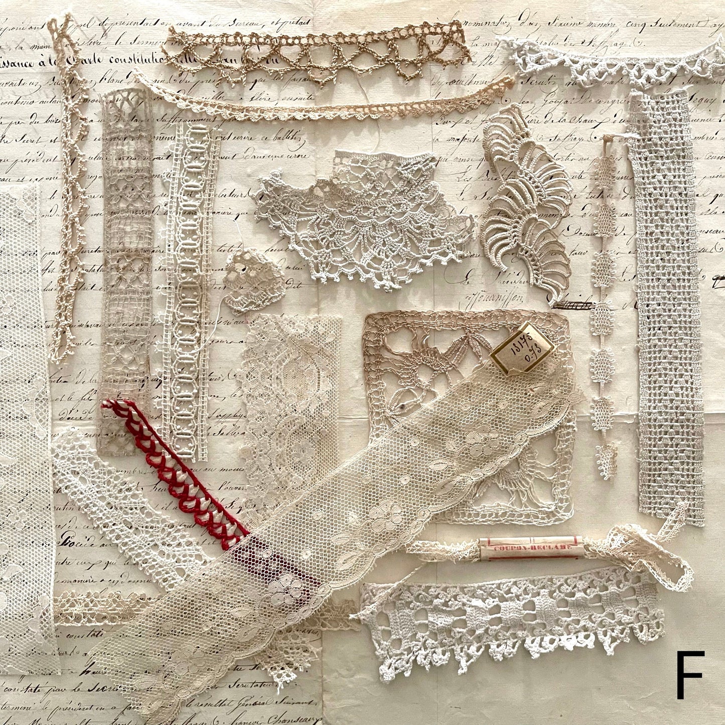 19th C French Antique Lace Samples
