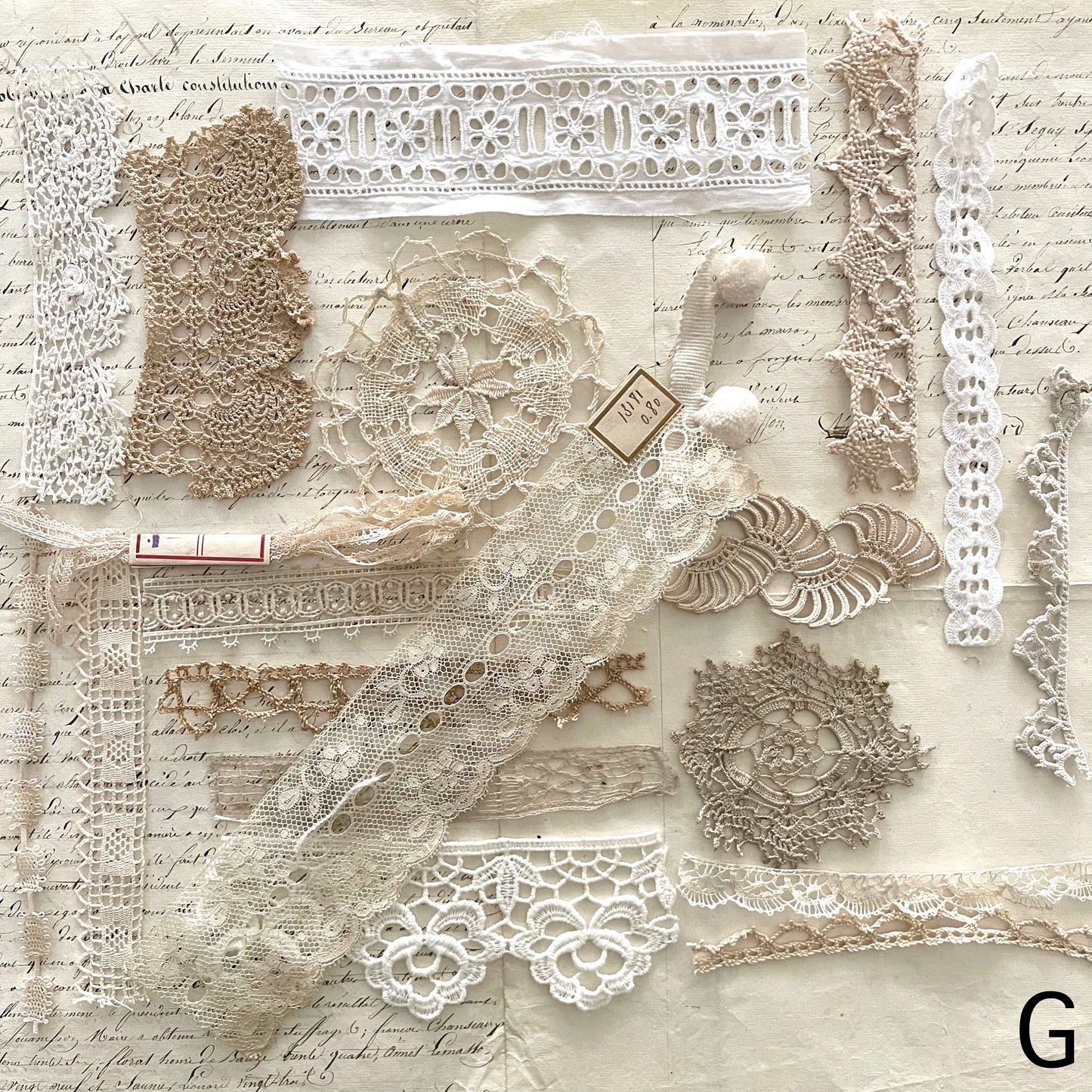 19th C French Antique Lace Samples