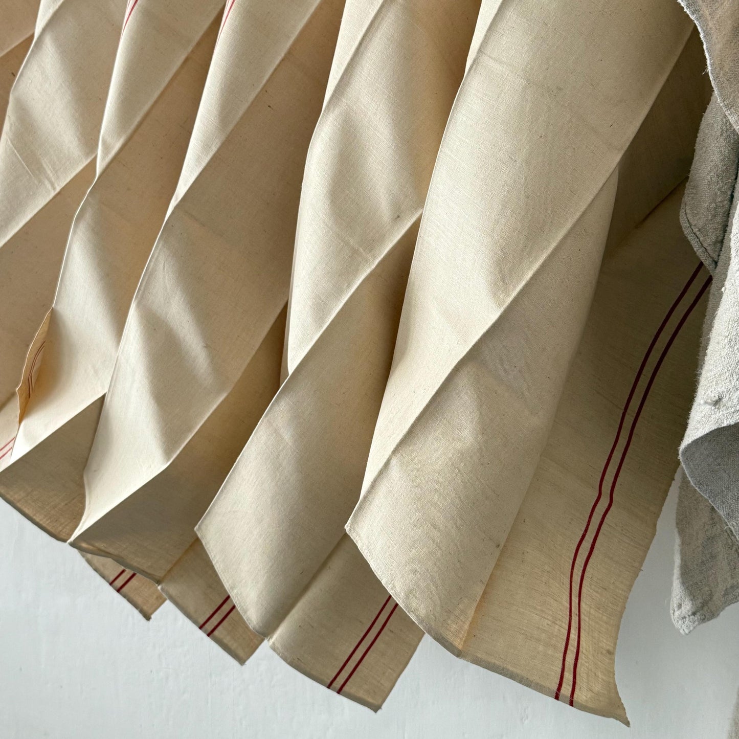 Set of 6 French Antique Linen Torchons, Dishcloths, Tea Towels