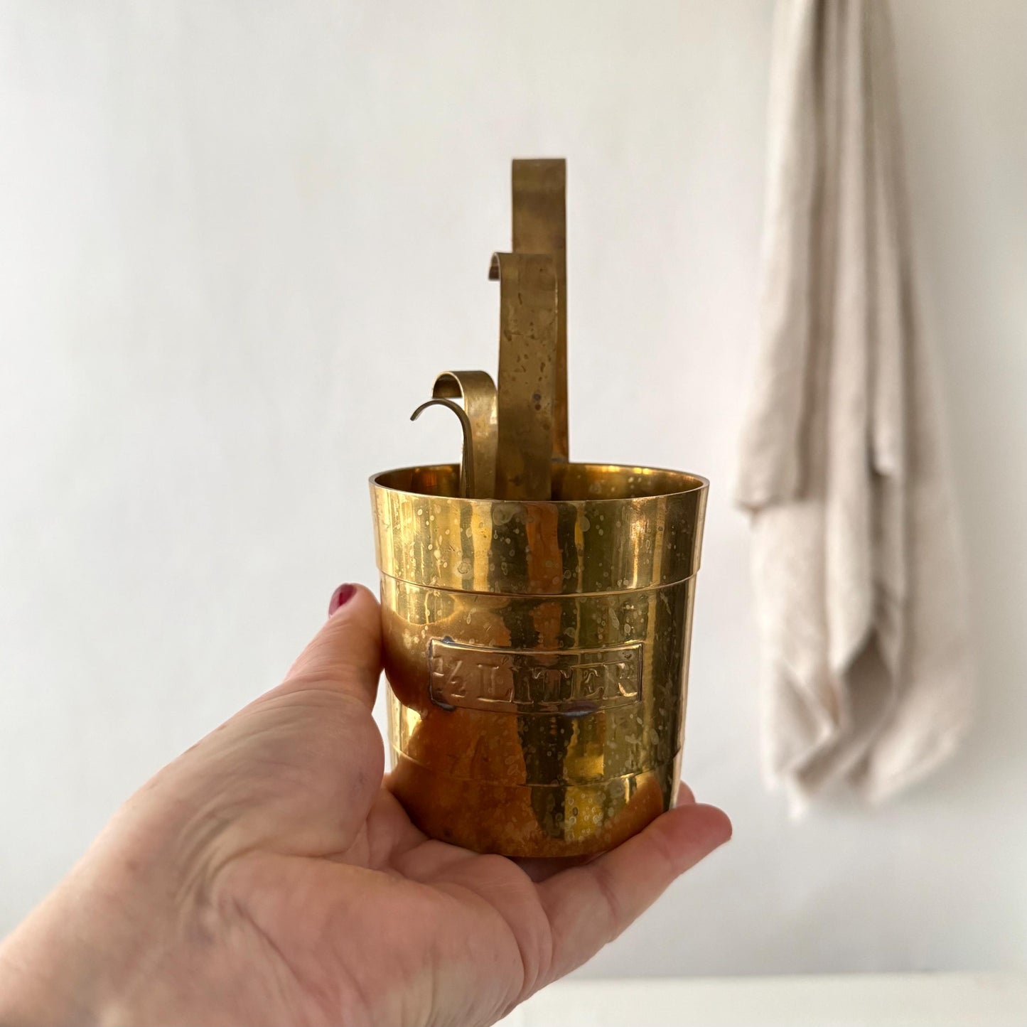 Set of 6 French Antique Brass Measuring Pots