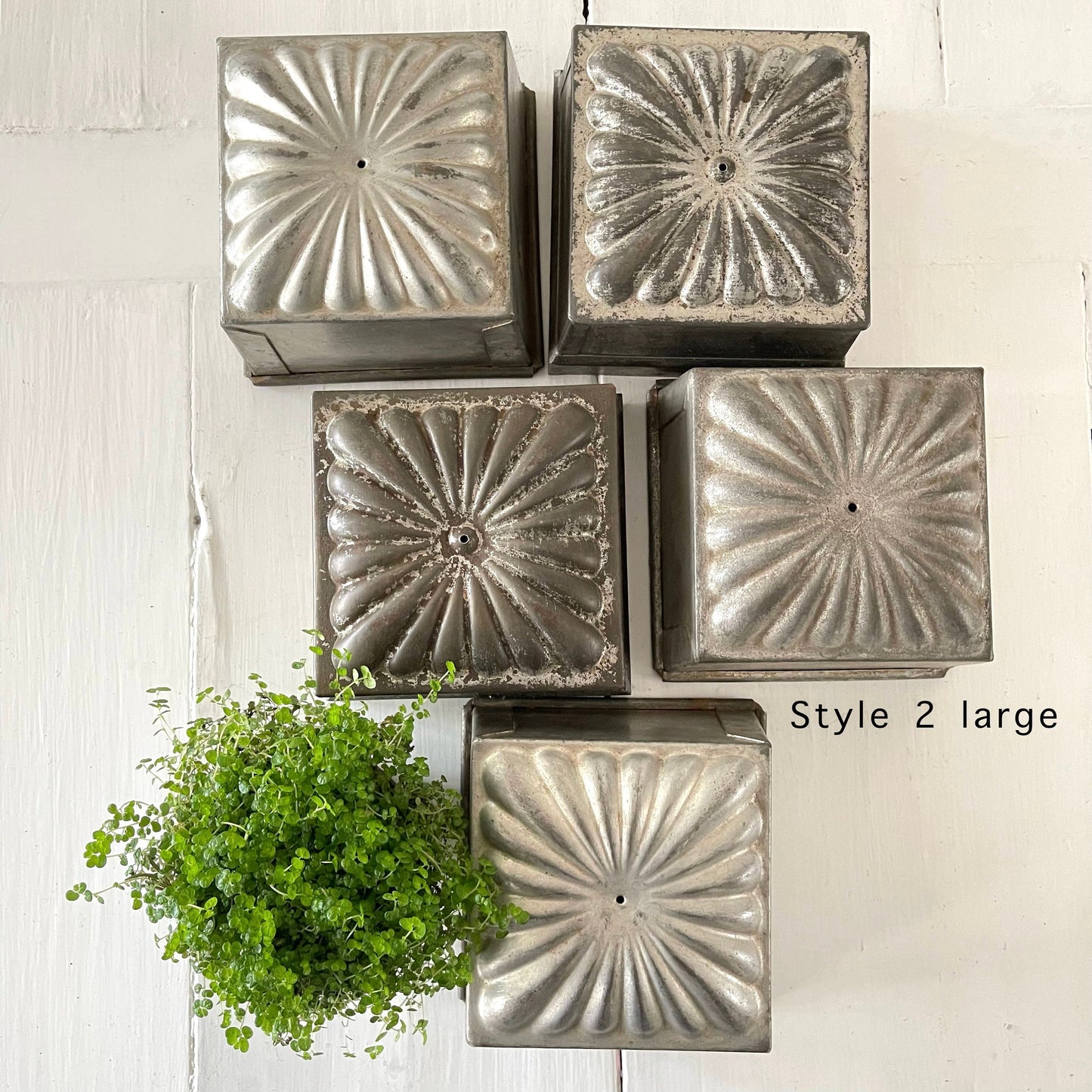 French Antique Ice Cream Mould, Square Metal Dessert Mould, Planter