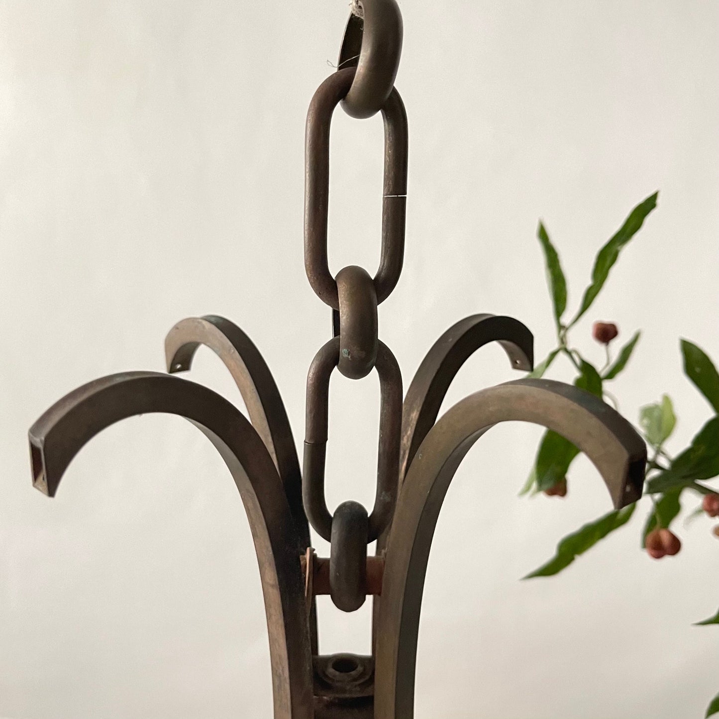 French Vintage 'Bare Bones' Brass Lustre, Chandelier... 4 Branch