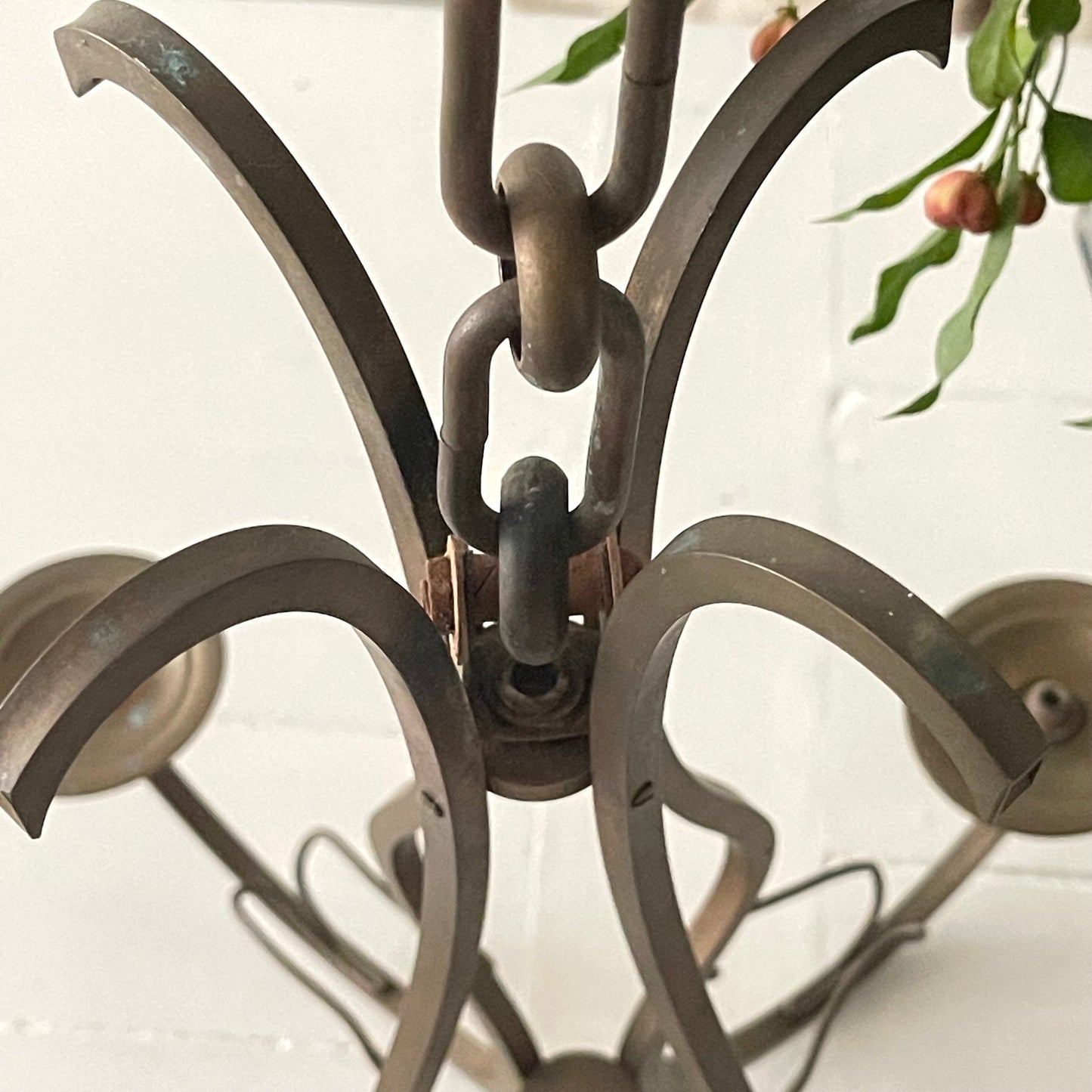 French Vintage 'Bare Bones' Brass Lustre, Chandelier... 4 Branch