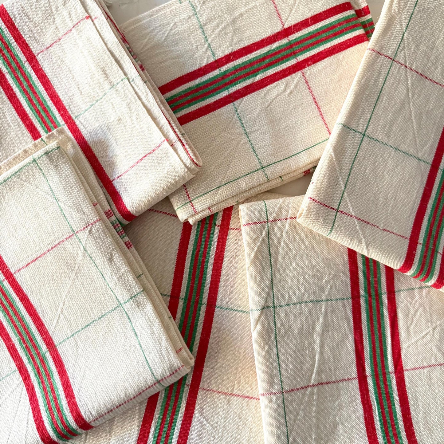 French Antique CHOLET Linen Torchon / Tea Towel, Dishcloth, New Old Stock