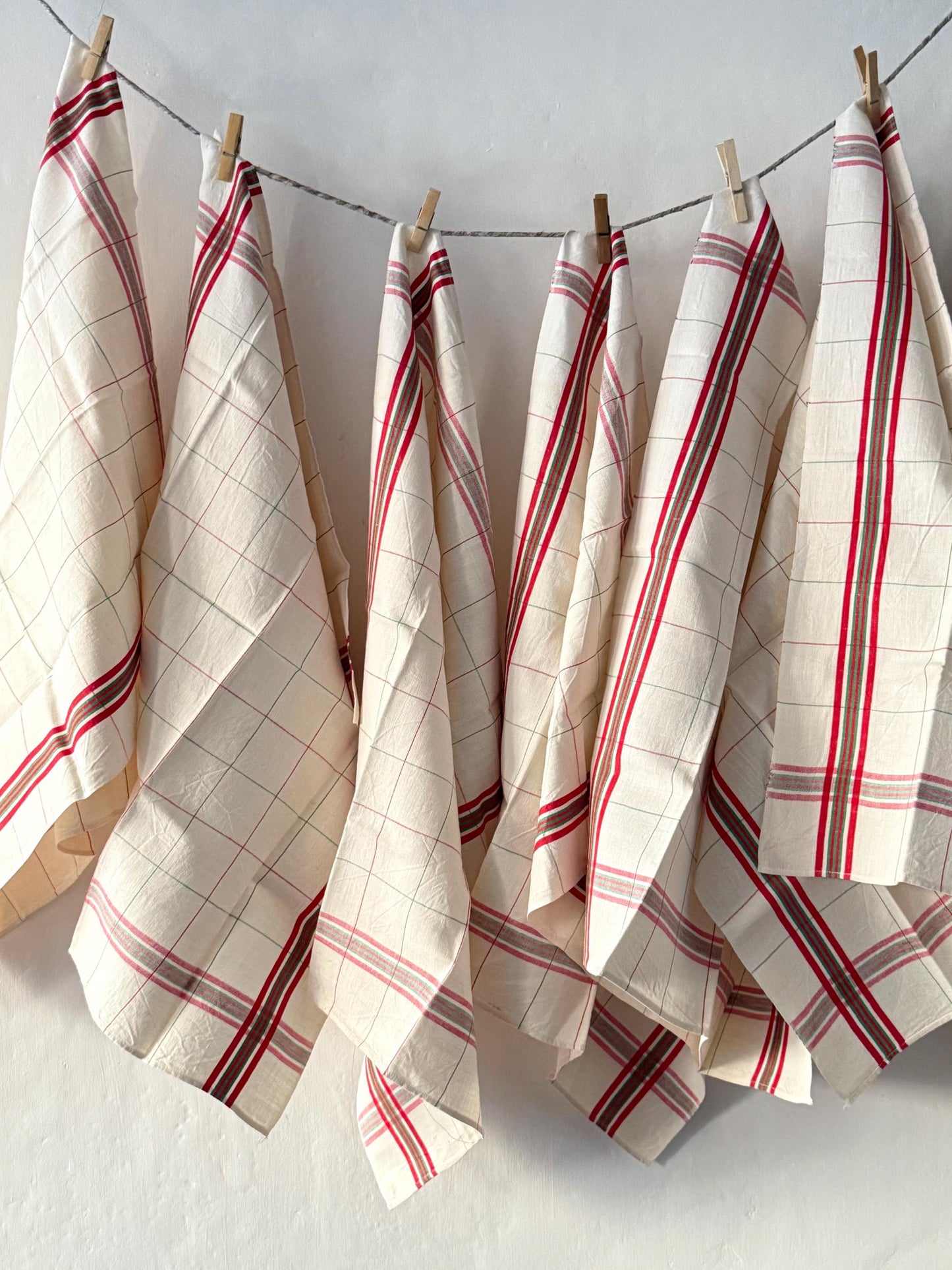 French Antique CHOLET Linen Torchon / Tea Towel, Dishcloth, New Old Stock
