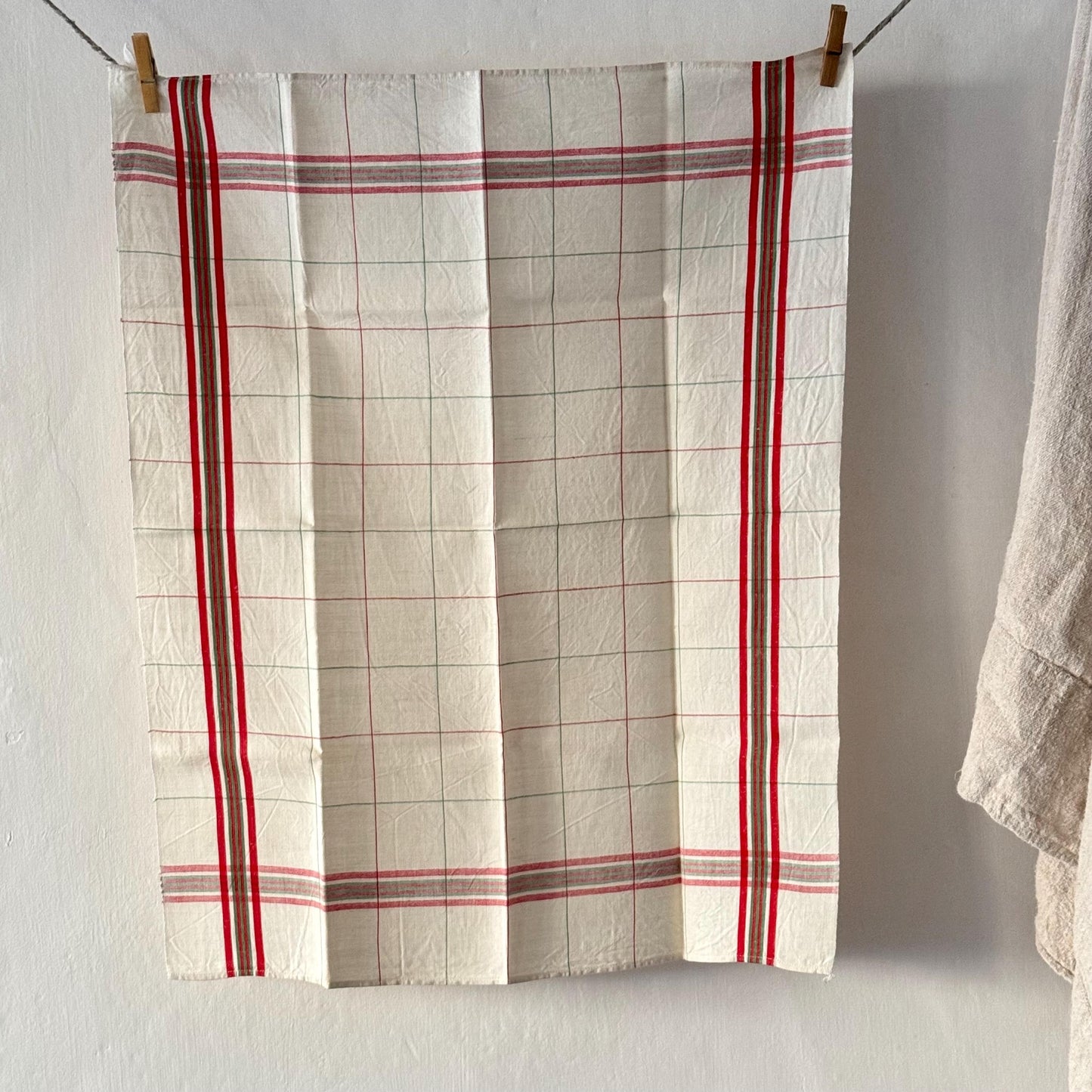 French Antique CHOLET Linen Torchon / Tea Towel, Dishcloth, New Old Stock