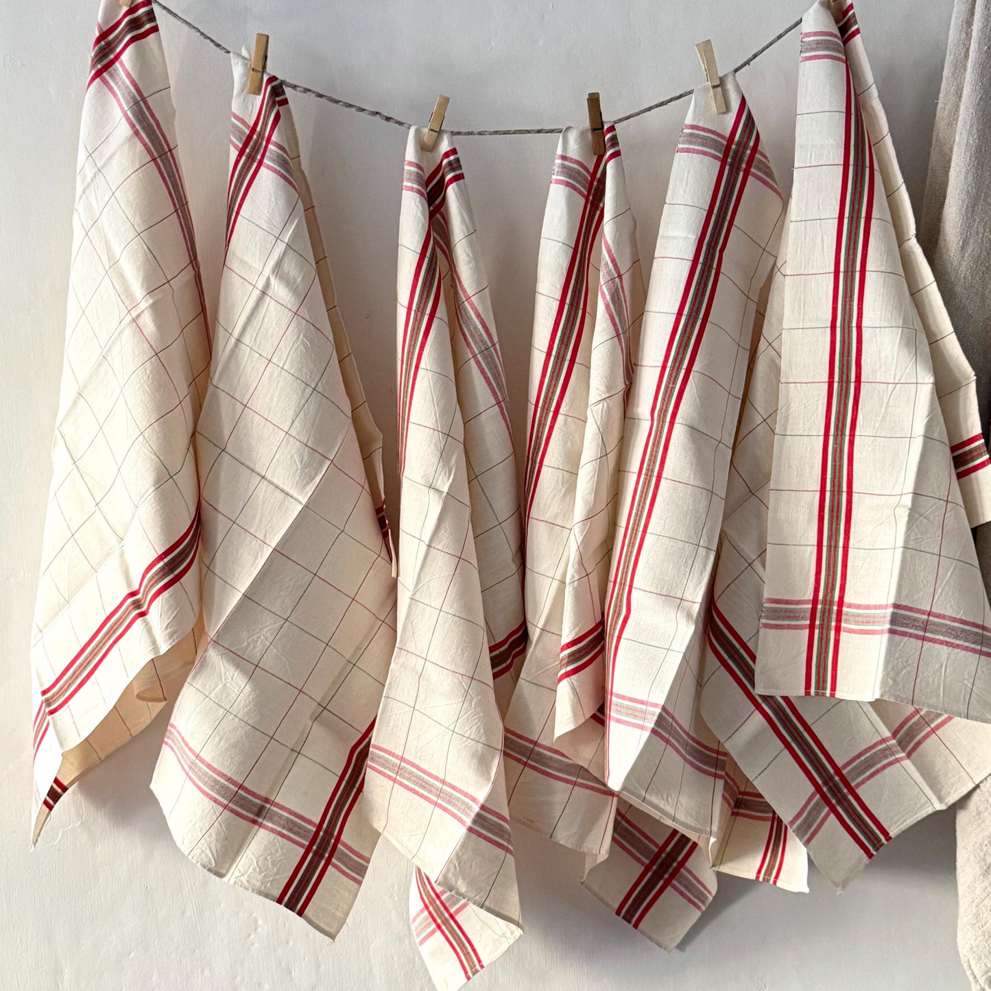 French Antique CHOLET Linen Torchon / Tea Towel, Dishcloth, New Old Stock