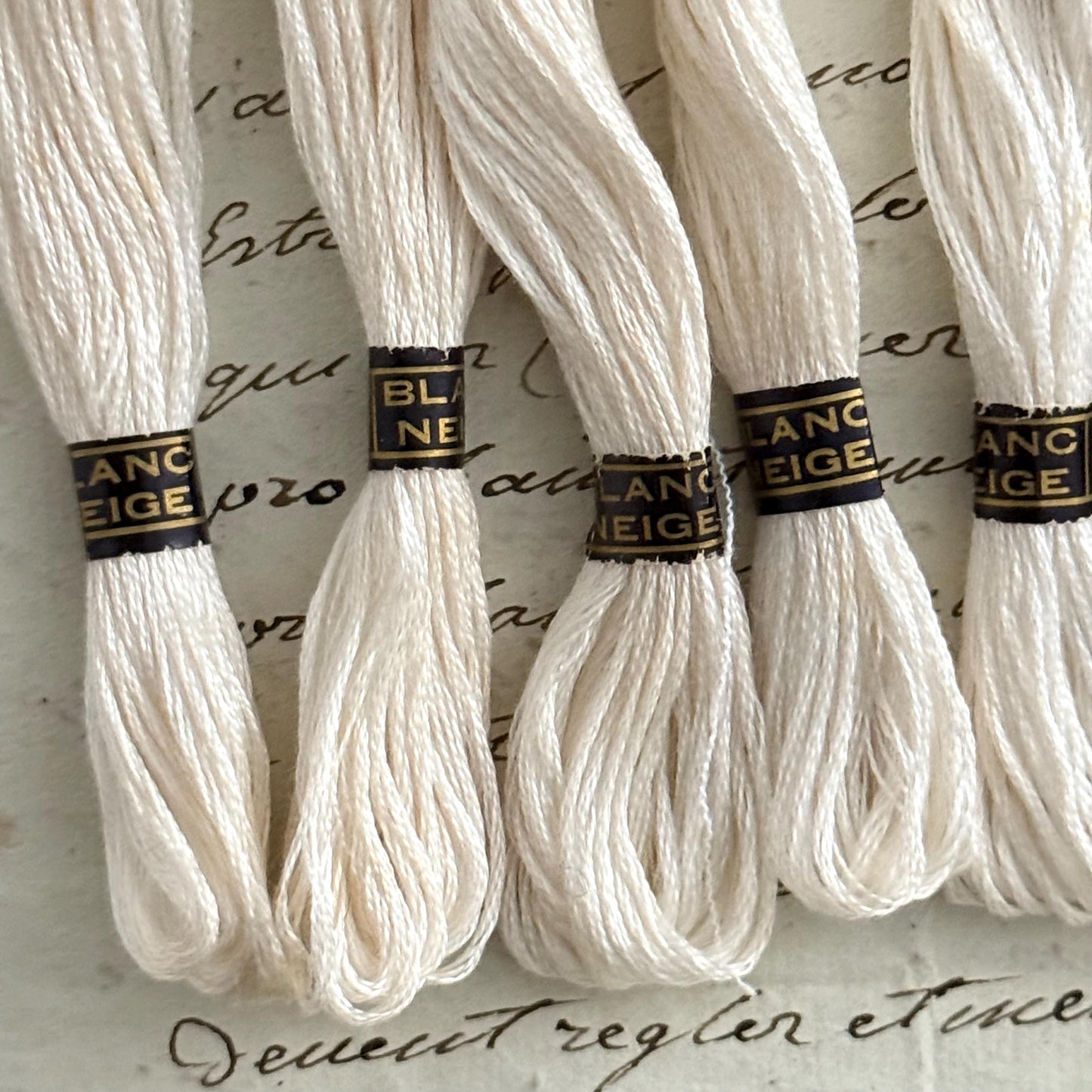 8 French Vintage DMC No 25 Skeins - Blanc Neige