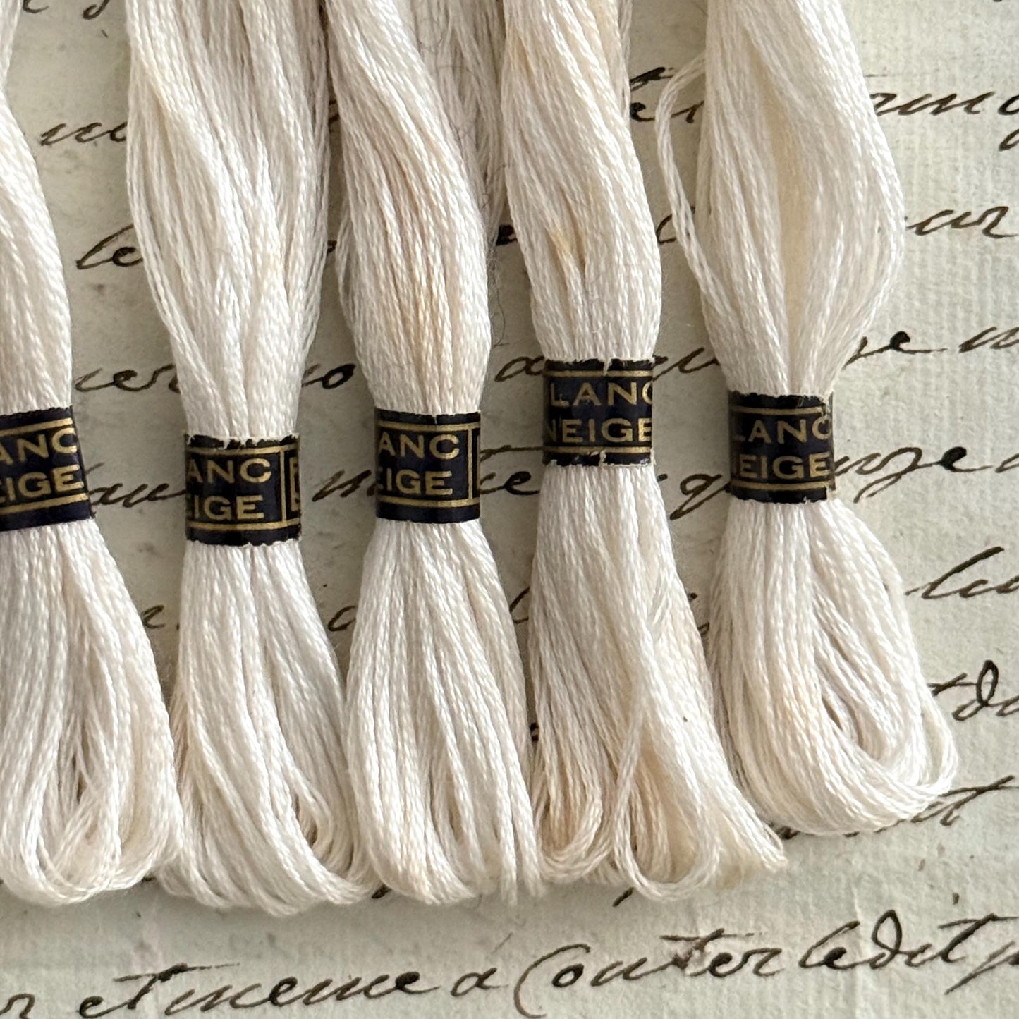 8 French Vintage DMC No 25 Skeins - Blanc Neige