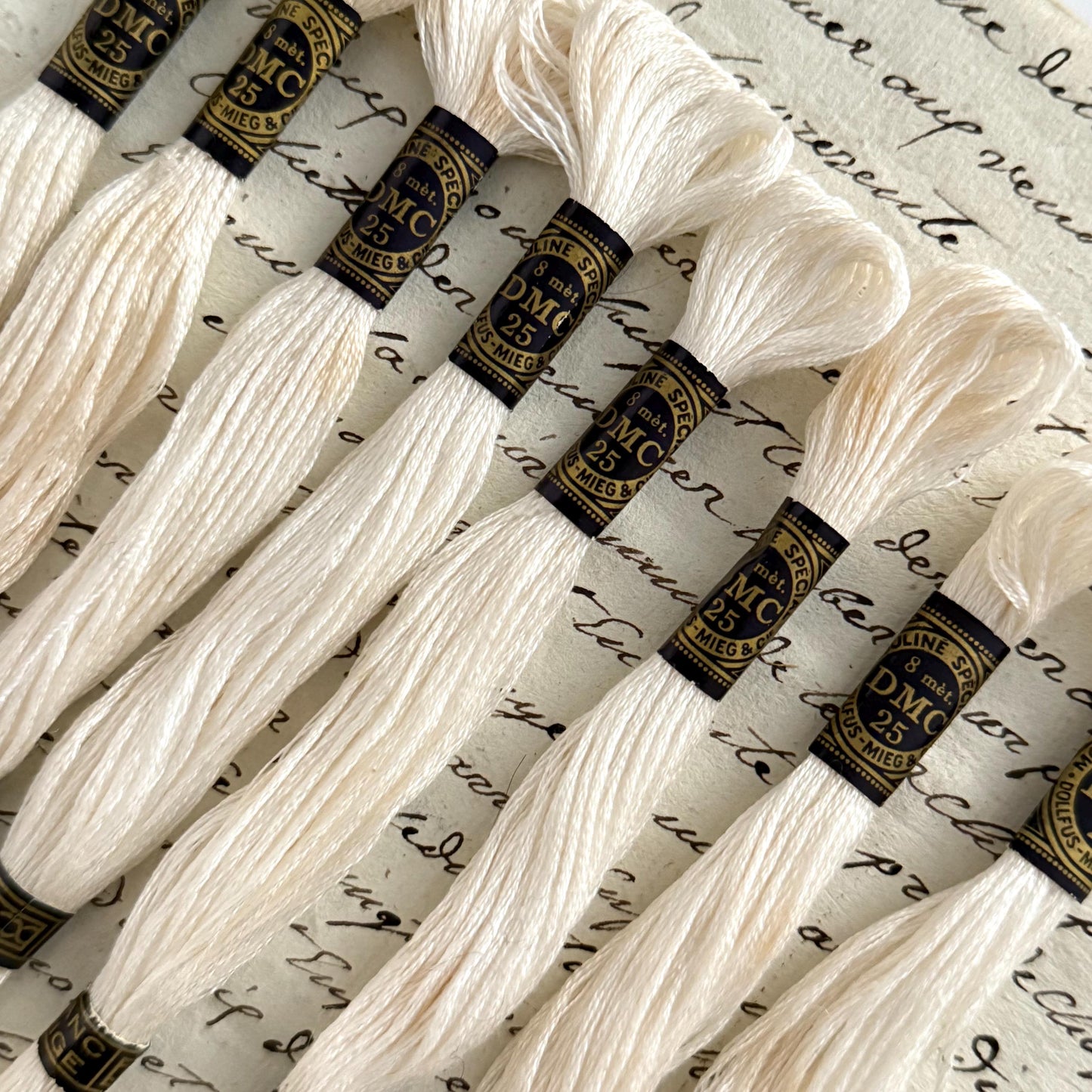 8 French Vintage DMC No 25 Skeins - Blanc Neige