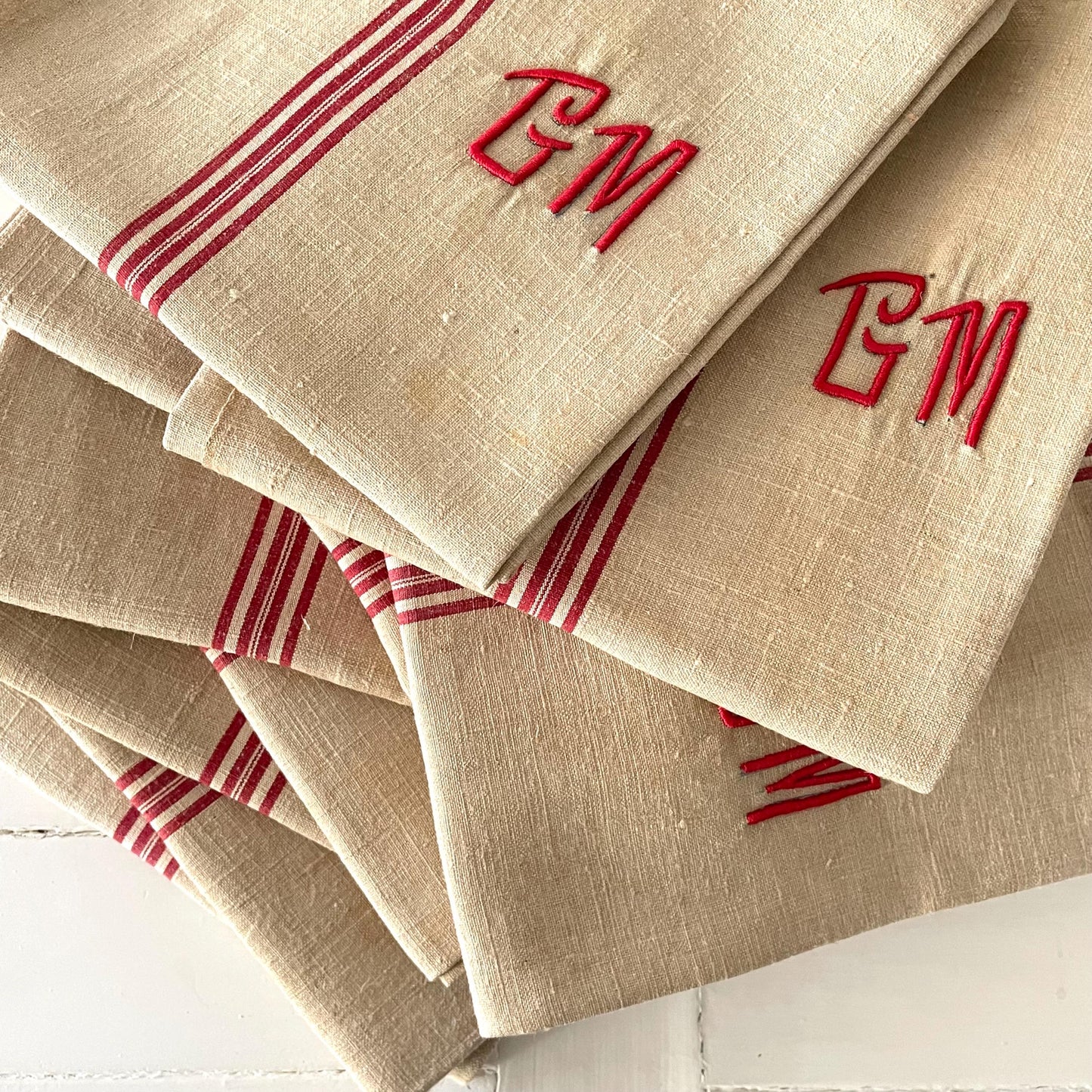 Huge! French Antique Pure Linen Torchon, Dishcloth, Tea Towel