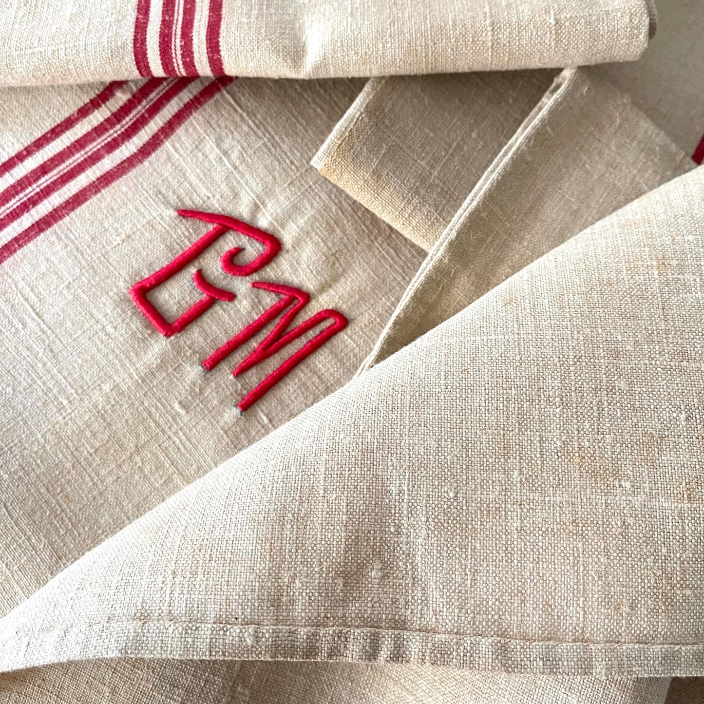Huge! French Antique Pure Linen Torchon, Dishcloth, Tea Towel