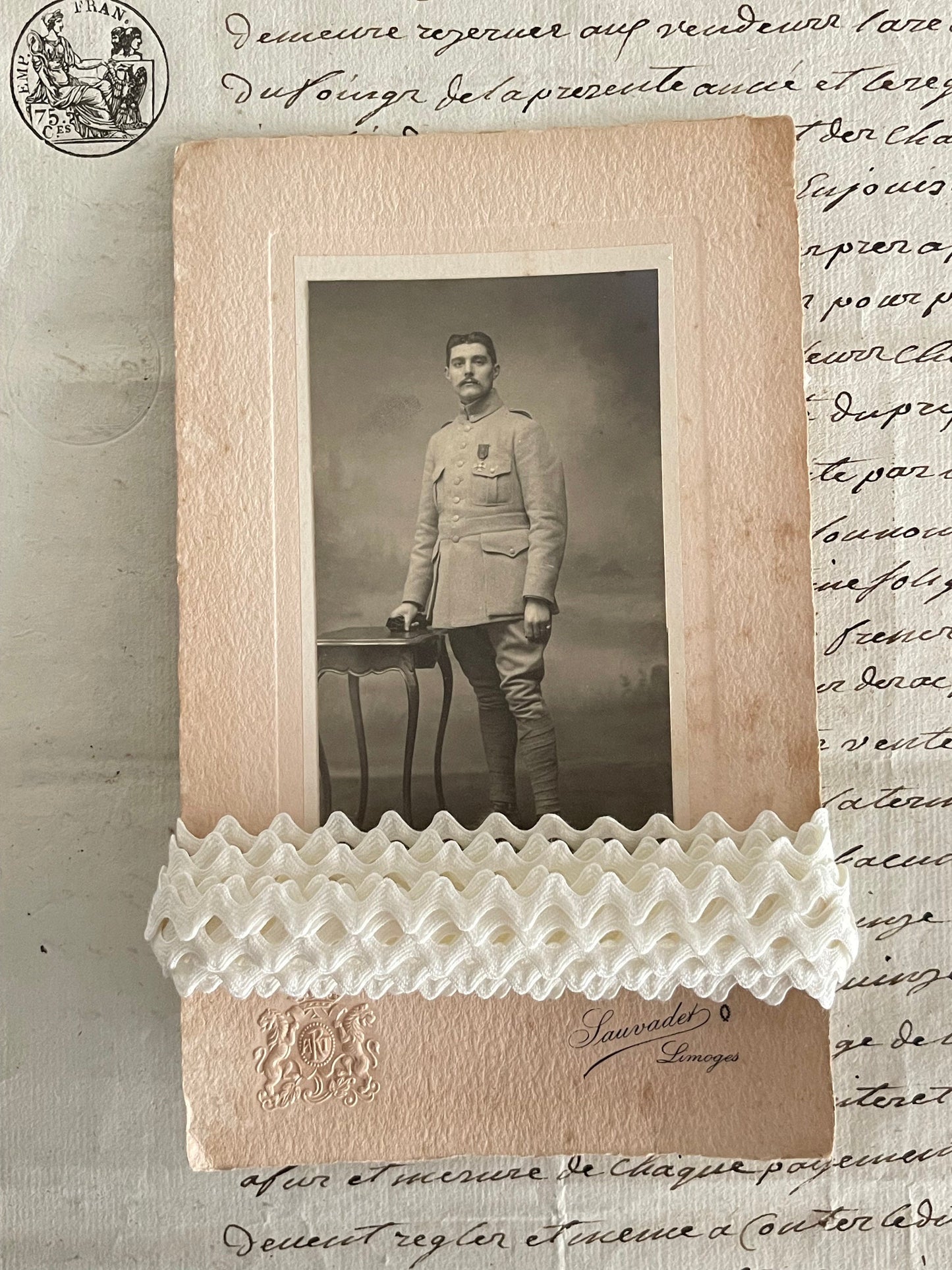 French Vintage New Old Stock Ric Rac & Antique Photo