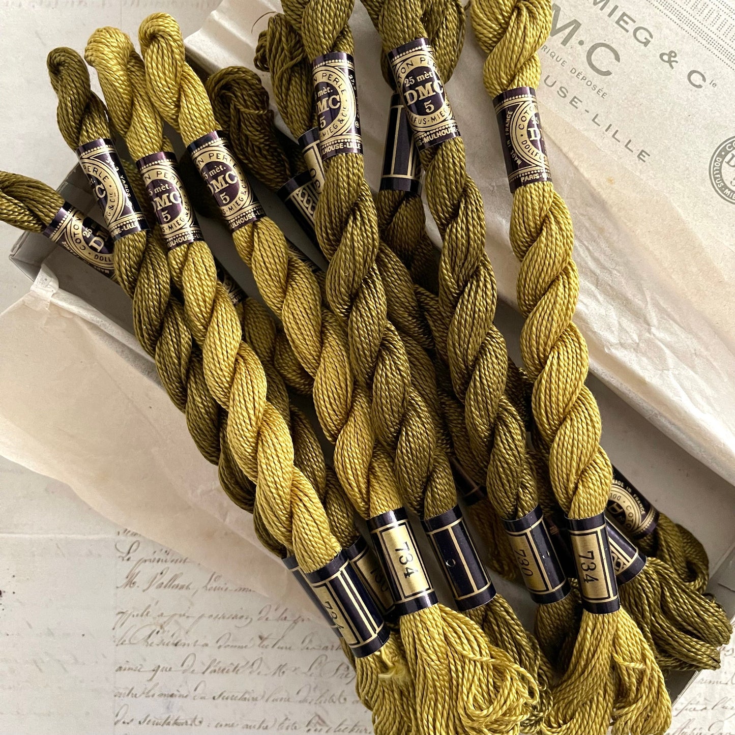 12 French Vintage DMC Skeins Coton Perlé No5 - Complete with Box