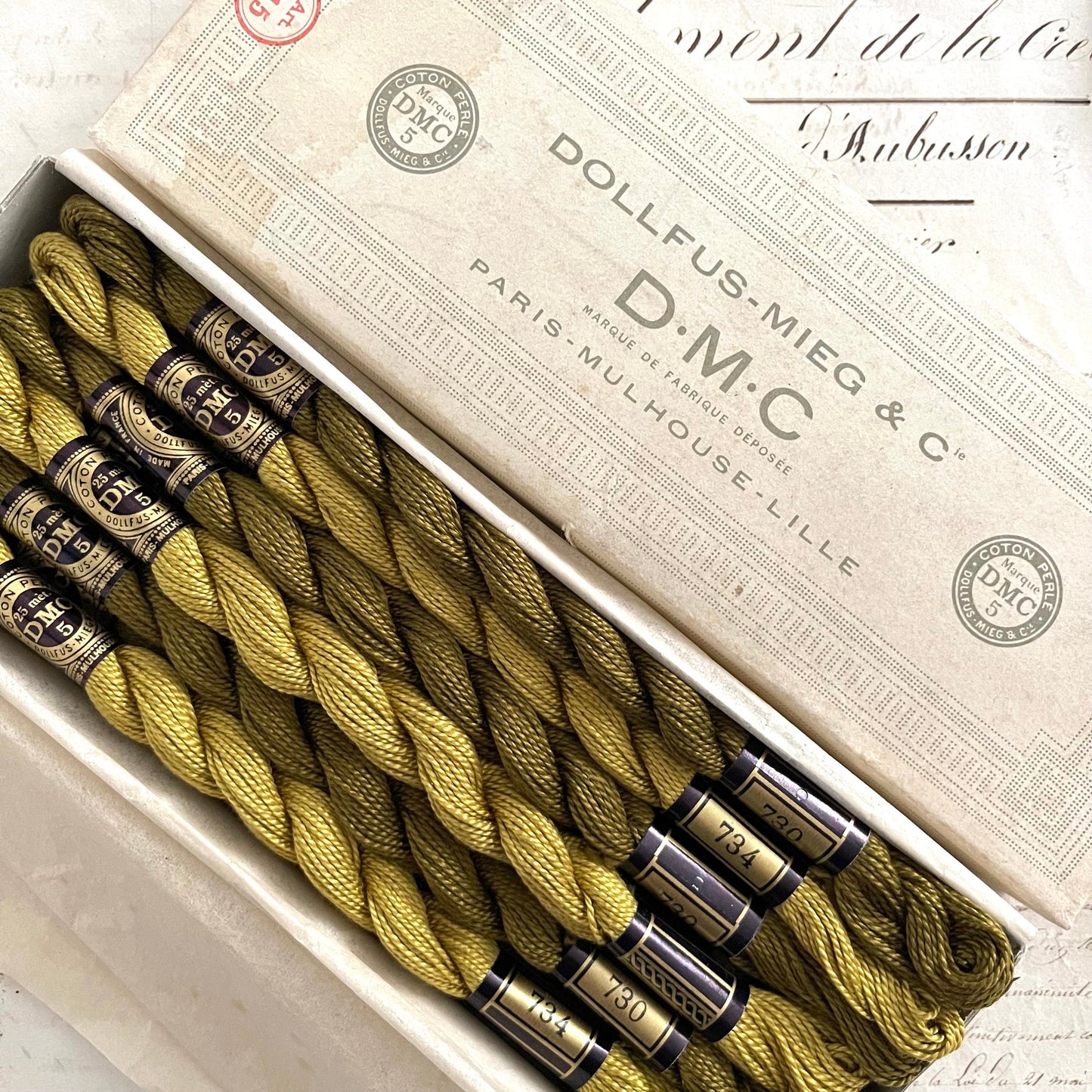 12 French Vintage DMC Skeins Coton Perlé No5 - Complete with Box