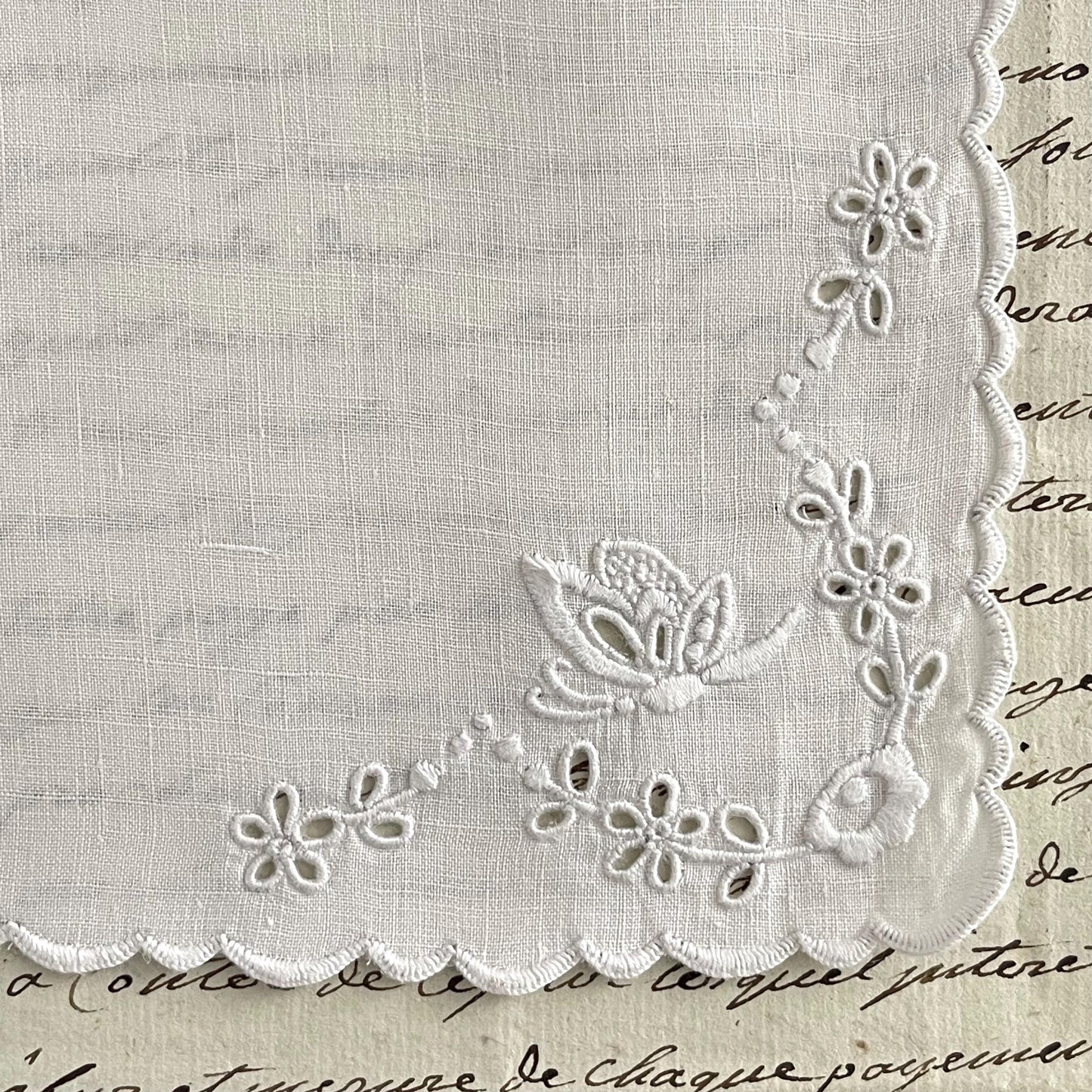 French Antique Bridal Handkerchief