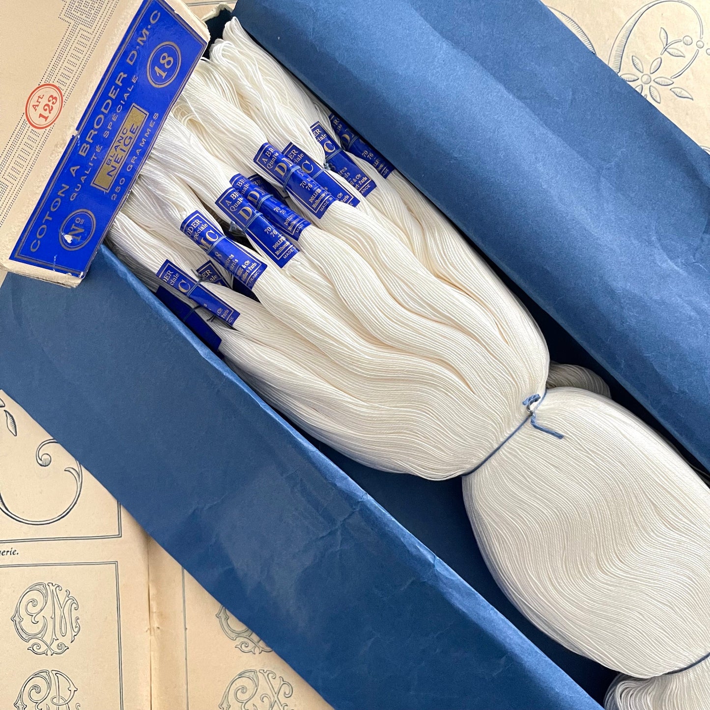French Antique DMC Embroidery Skeins, Coton à Broder, No 18