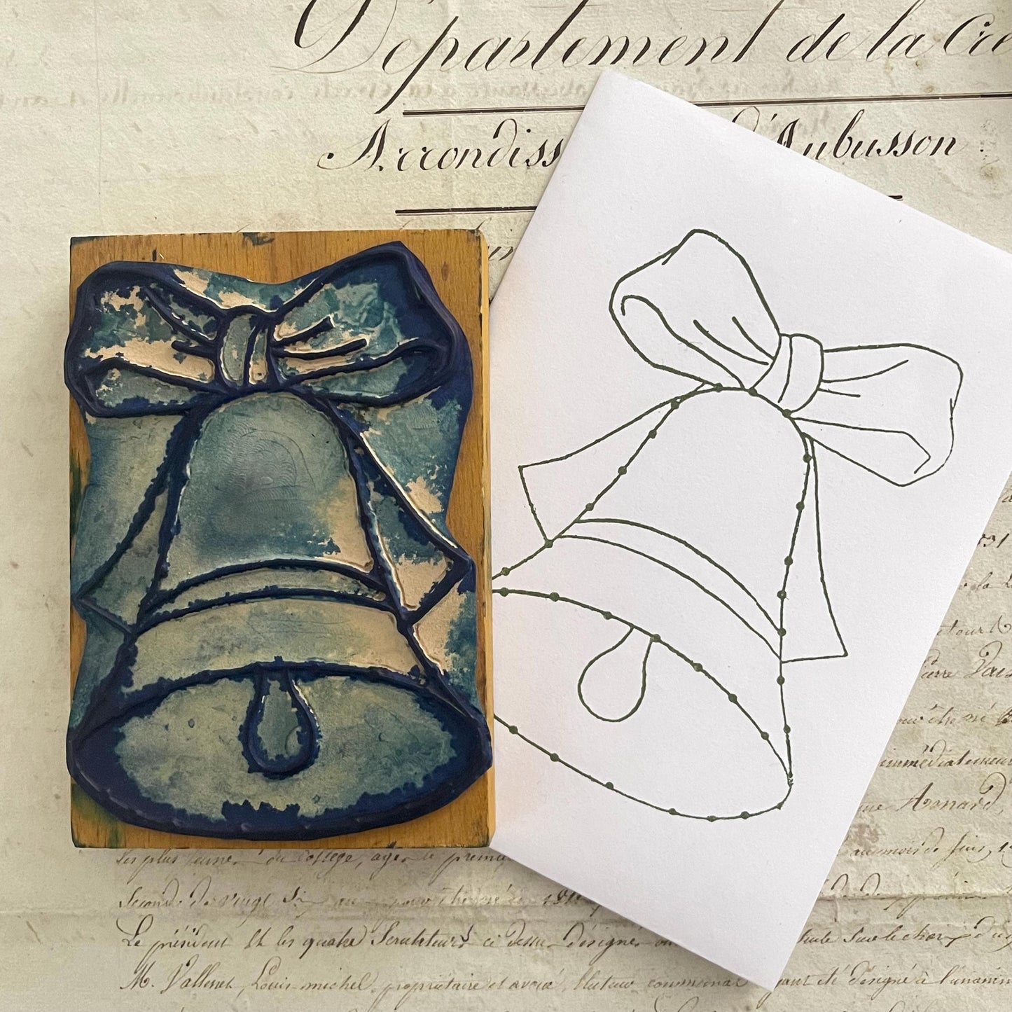 XL French Vintage School Stamp - Bell