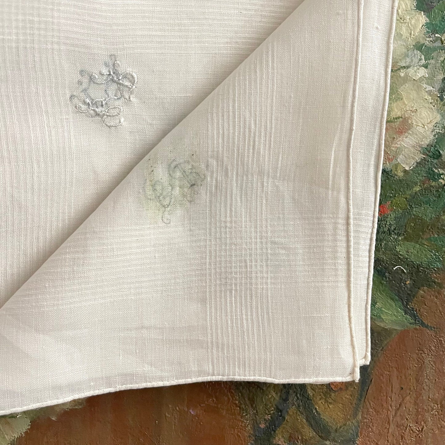 Box 6 French Antique 'FranceFin' Pure Linen Fil Handkerchiefs 'GR' Monogram