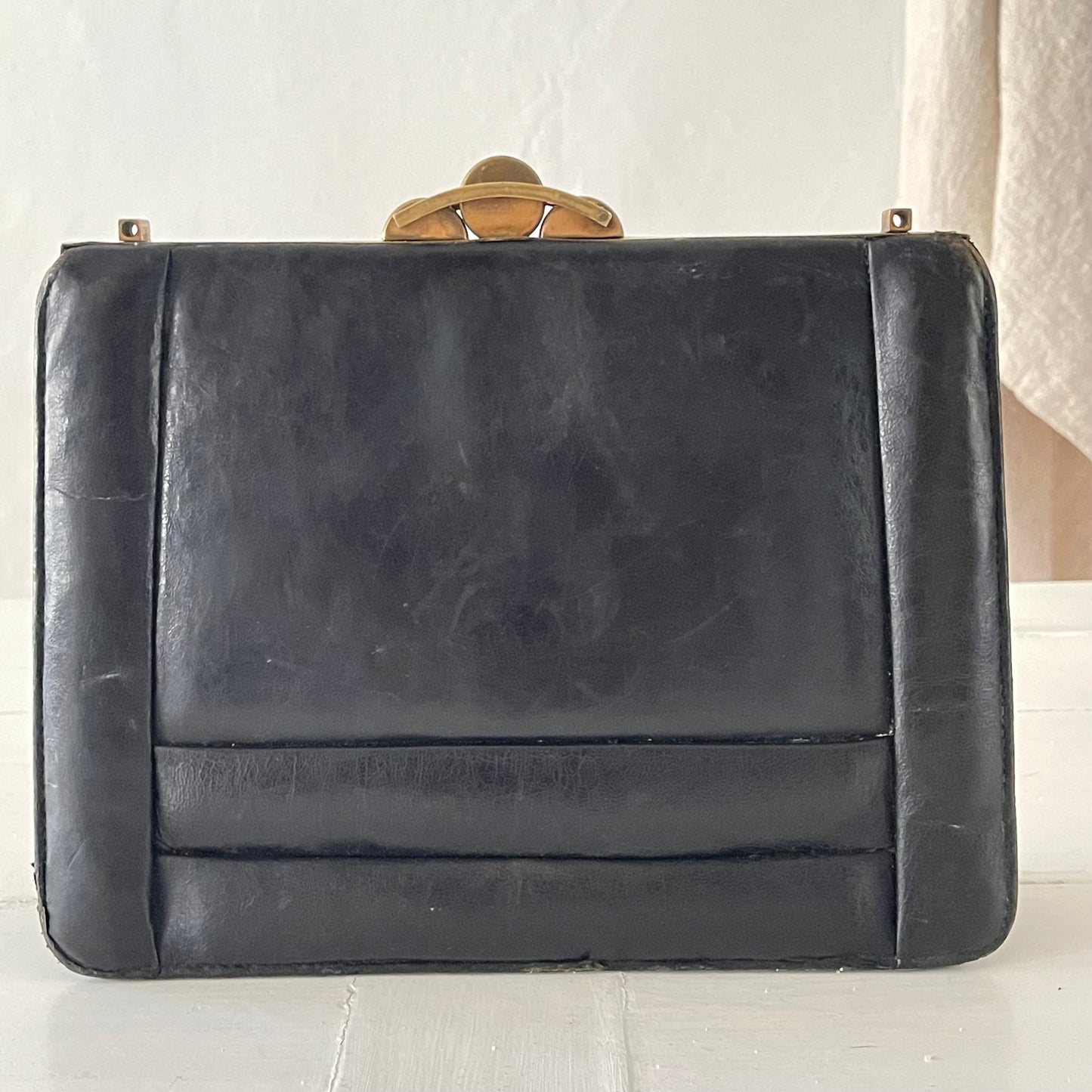 20's French Antique Leather Hand Bag / Clutch Bag