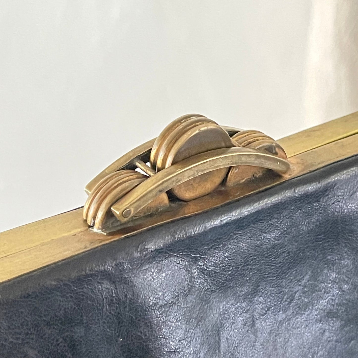 20's French Antique Leather Hand Bag / Clutch Bag