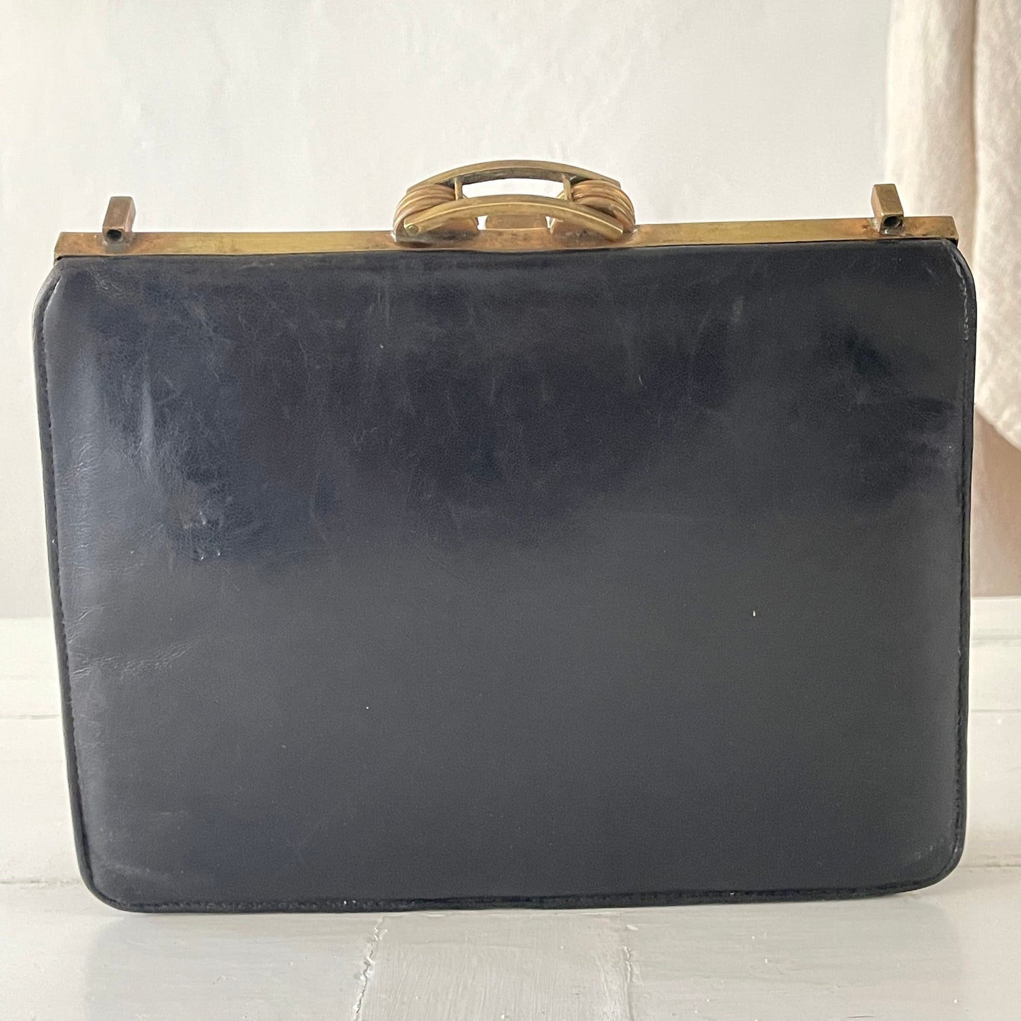 20's French Antique Leather Hand Bag / Clutch Bag