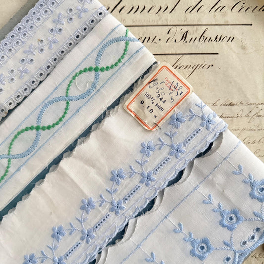 7 Yards • Card French Vintage Embroidery Anglaise