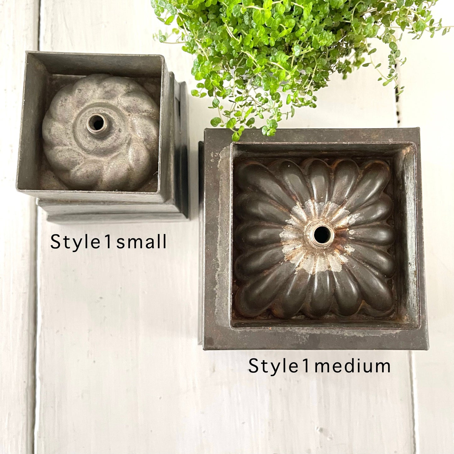 French Antique Ice Cream Mould, Square Metal Dessert Mould, Planter