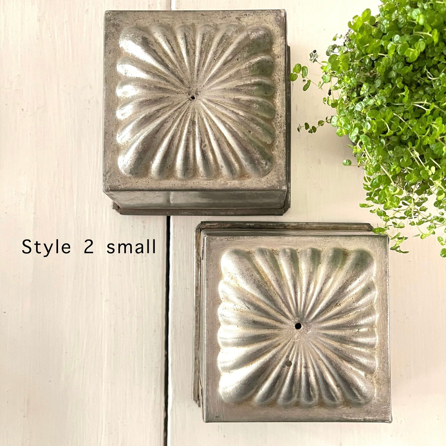 French Antique Ice Cream Mould, Square Metal Dessert Mould, Planter