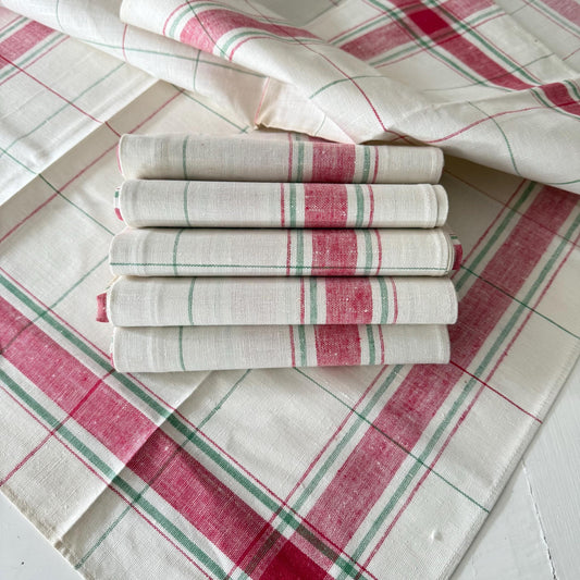 7 French Vintage CHOLET Linen Torchons / Napkins