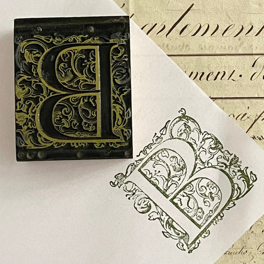 Large French Vintage Monogram Stamp - Letter 'B'