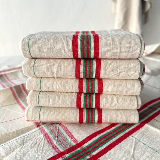 French Antique CHOLET Linen Torchon / Tea Towel, Dishcloth, New Old Stock