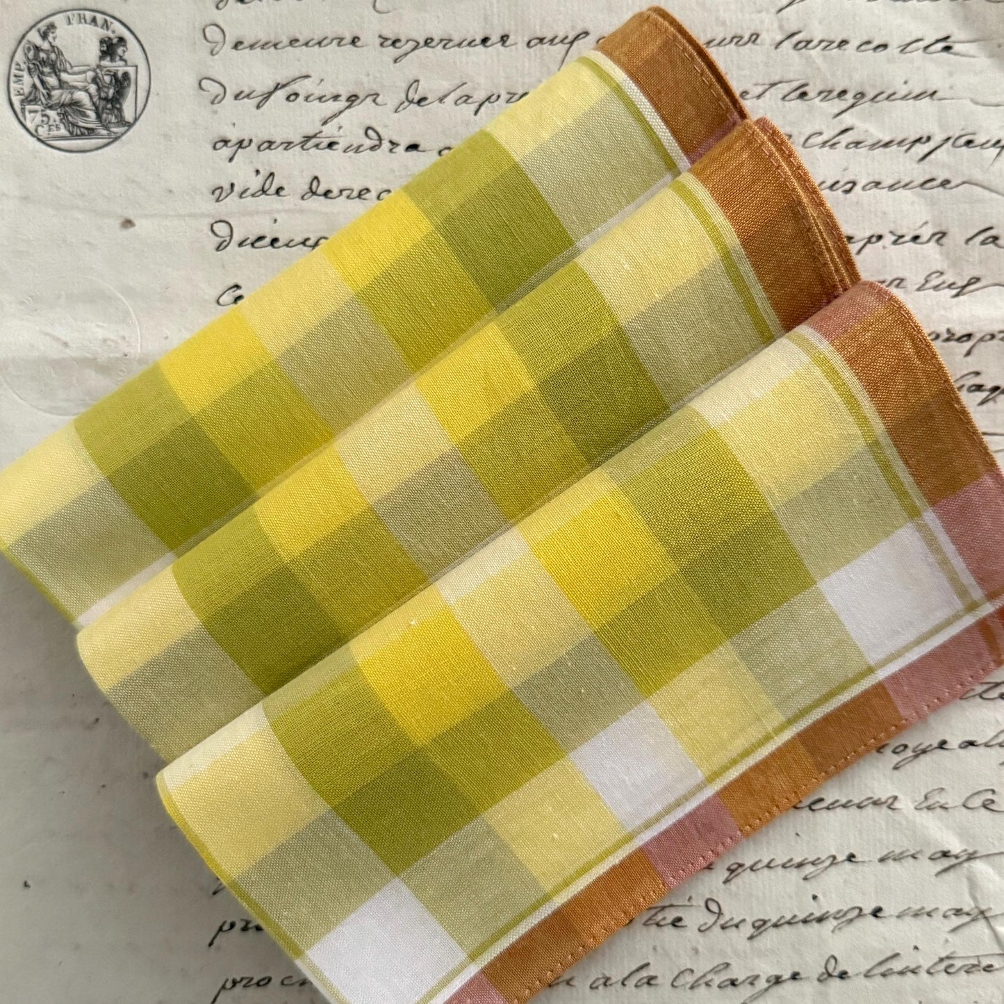 3 French Vintage CHOLET Handkerchiefs