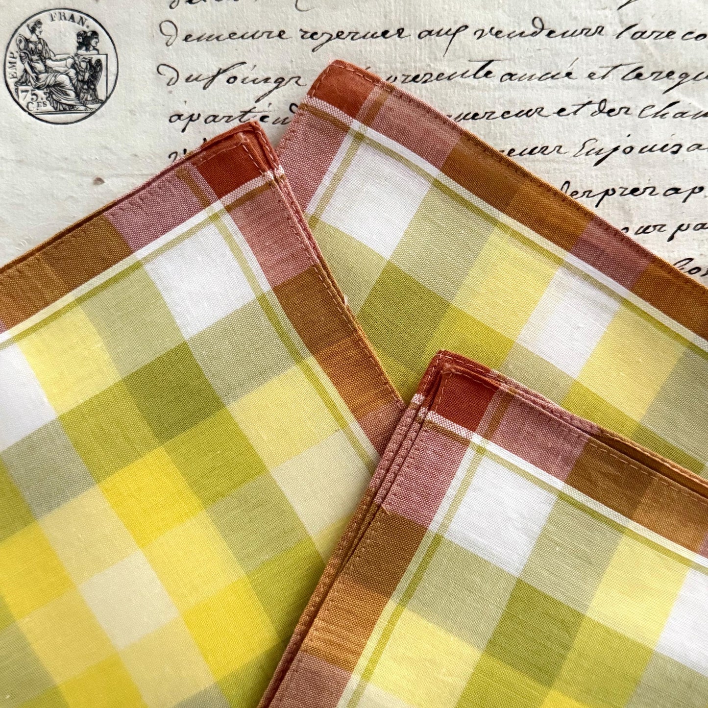 3 French Vintage CHOLET Handkerchiefs