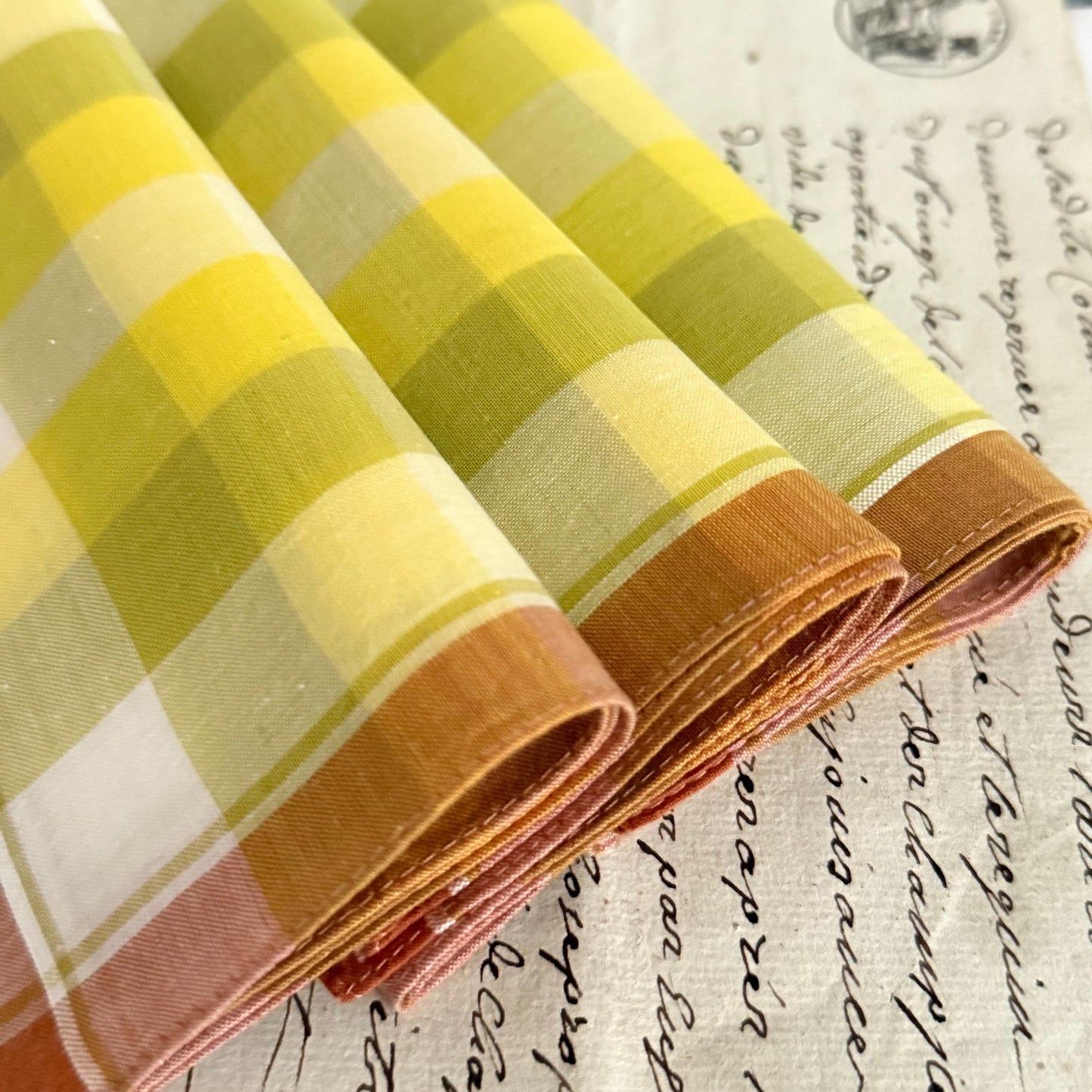 3 French Vintage CHOLET Handkerchiefs