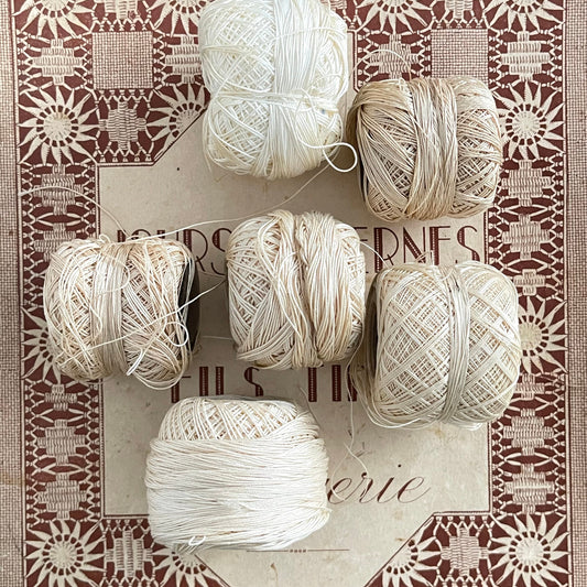 6 French Vintage Dollfus-Mieg DMC Cordonnet Spécial Spools No10, No15, No20, No30, No70 Crochet, Lacemaking, Tatting, Embroidery