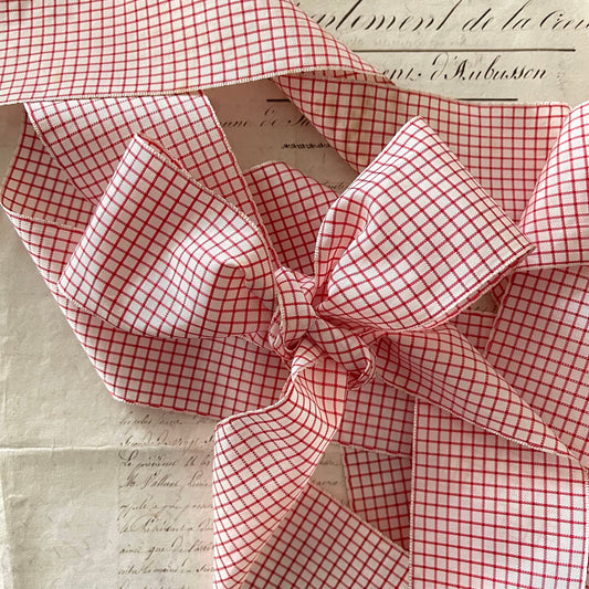 5 Yards French Antique Vichy Satin Cotton Ribbon, Passementerie