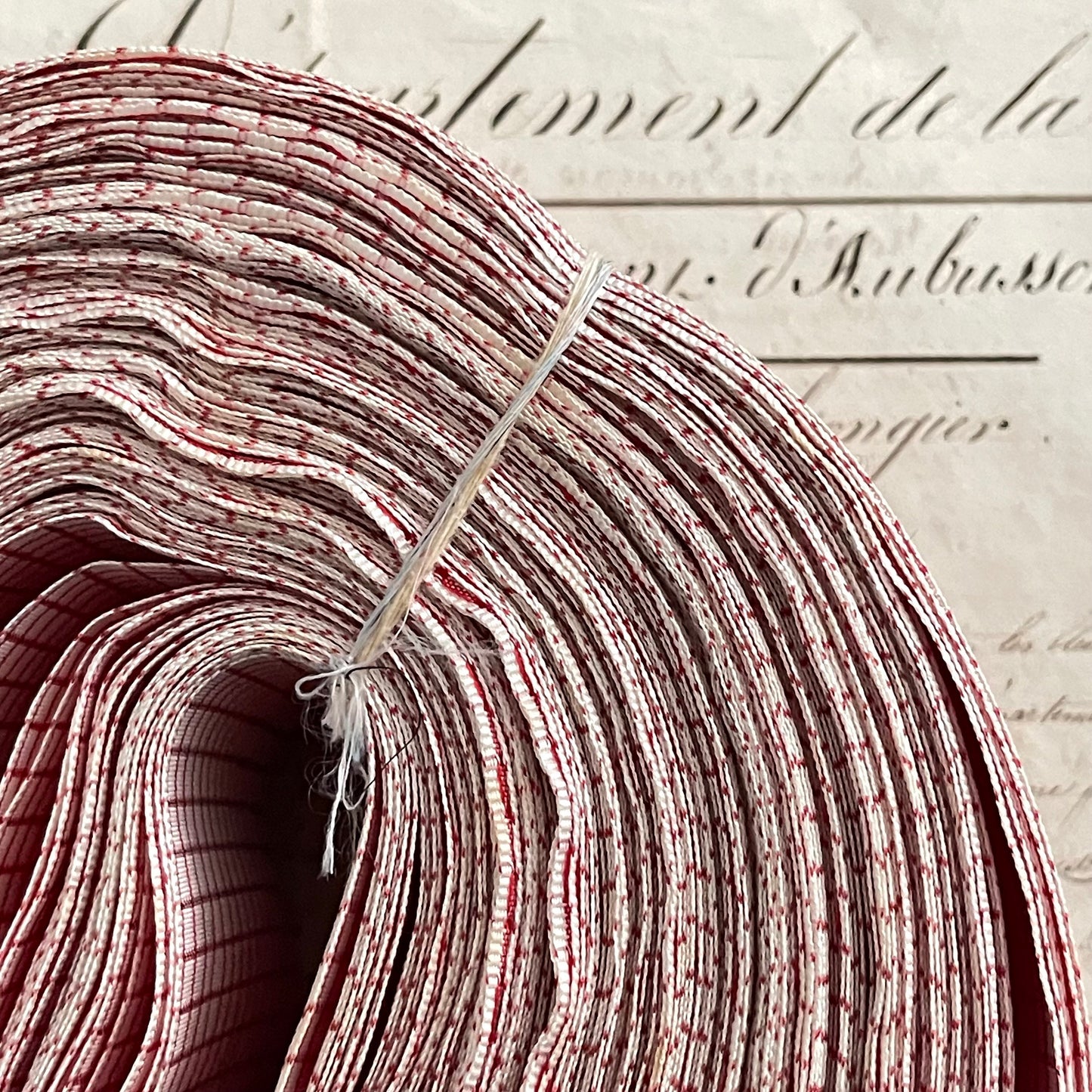 5 Yards French Antique Vichy Satin Cotton Ribbon, Passementerie